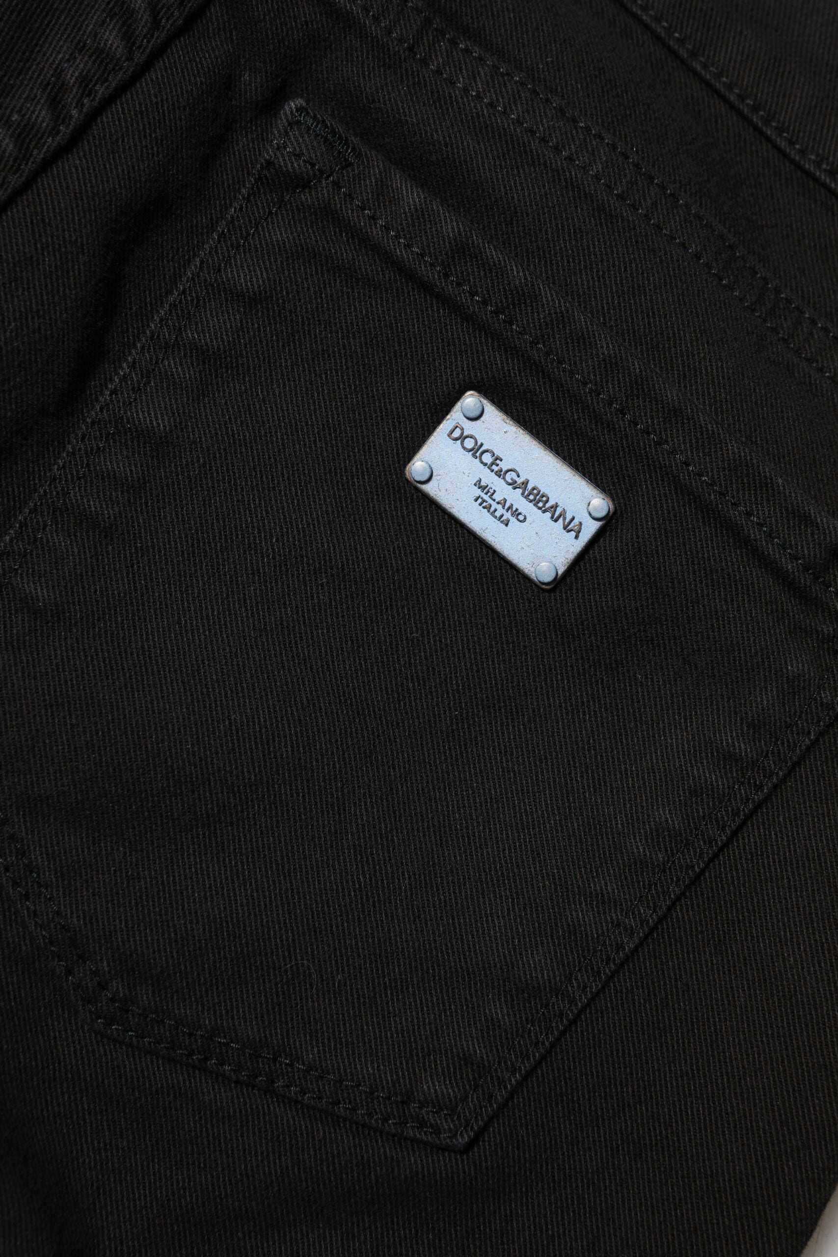 Dolce & Gabbana Black Cotton Logo Skinny Mid Waist Denim Women's Jeans