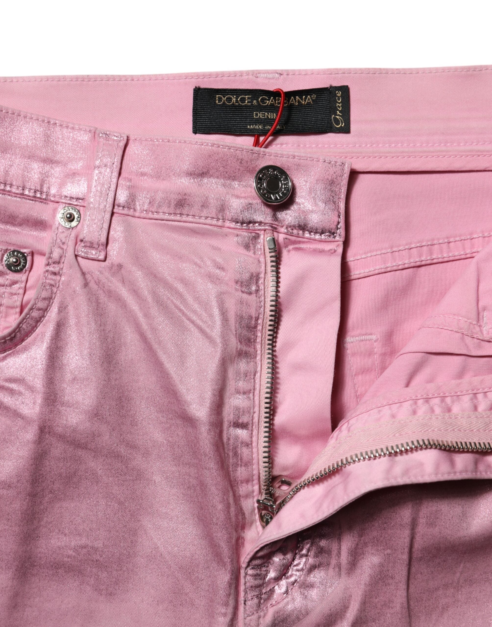 Dolce & Gabbana Pink GRACE High Waisted Skinny Denim Women's Jeans (Pre-Owned)