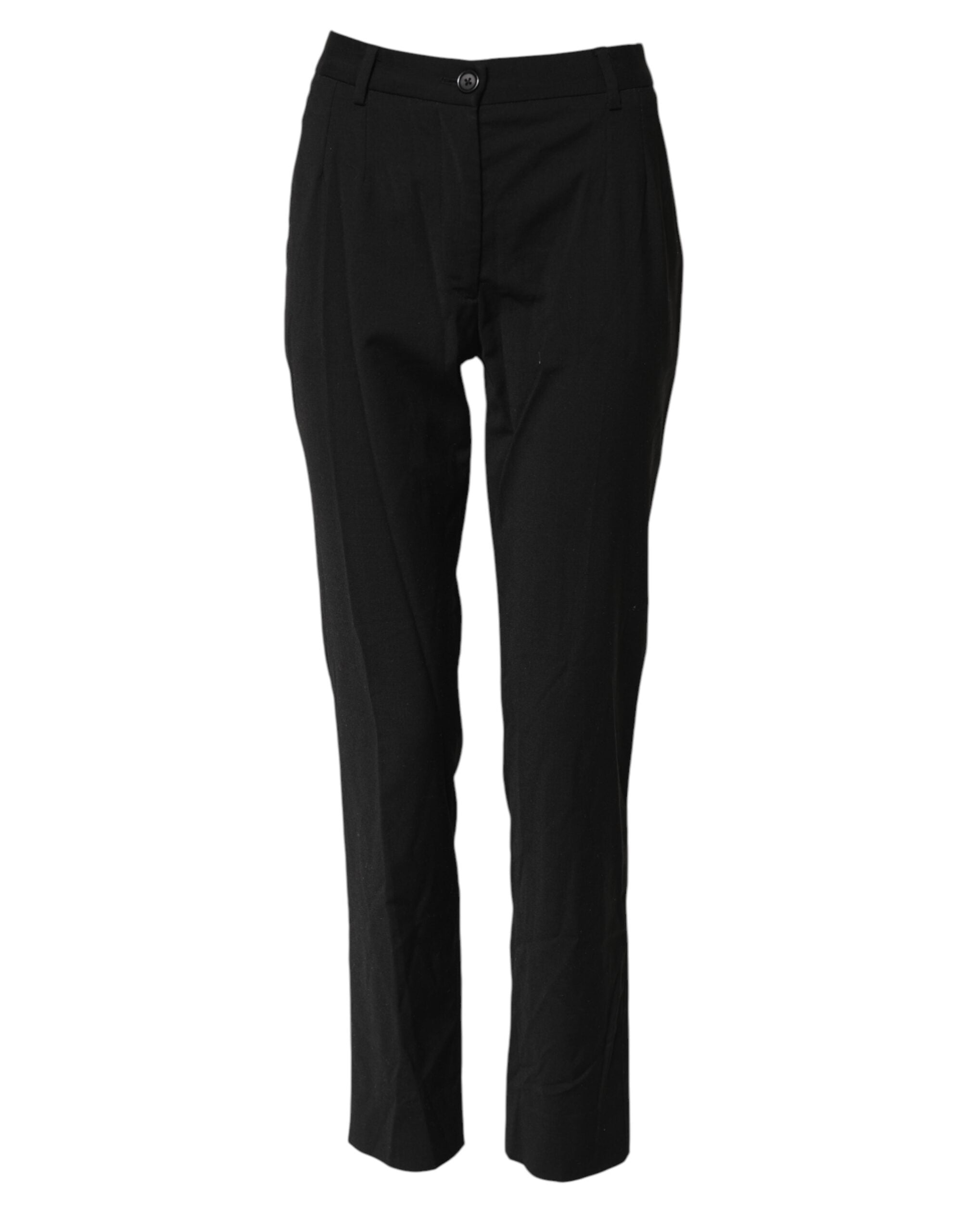 Dolce & Gabbana Black STAFF Mid Waist Tapered Women's Pants (Pre-Owned)