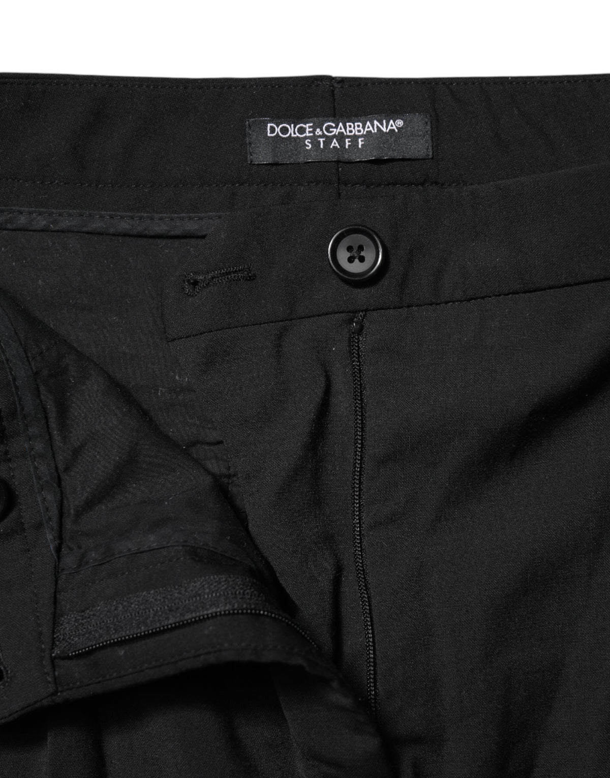 Dolce & Gabbana Black STAFF Mid Waist Tapered Women's Pants (Pre-Owned)