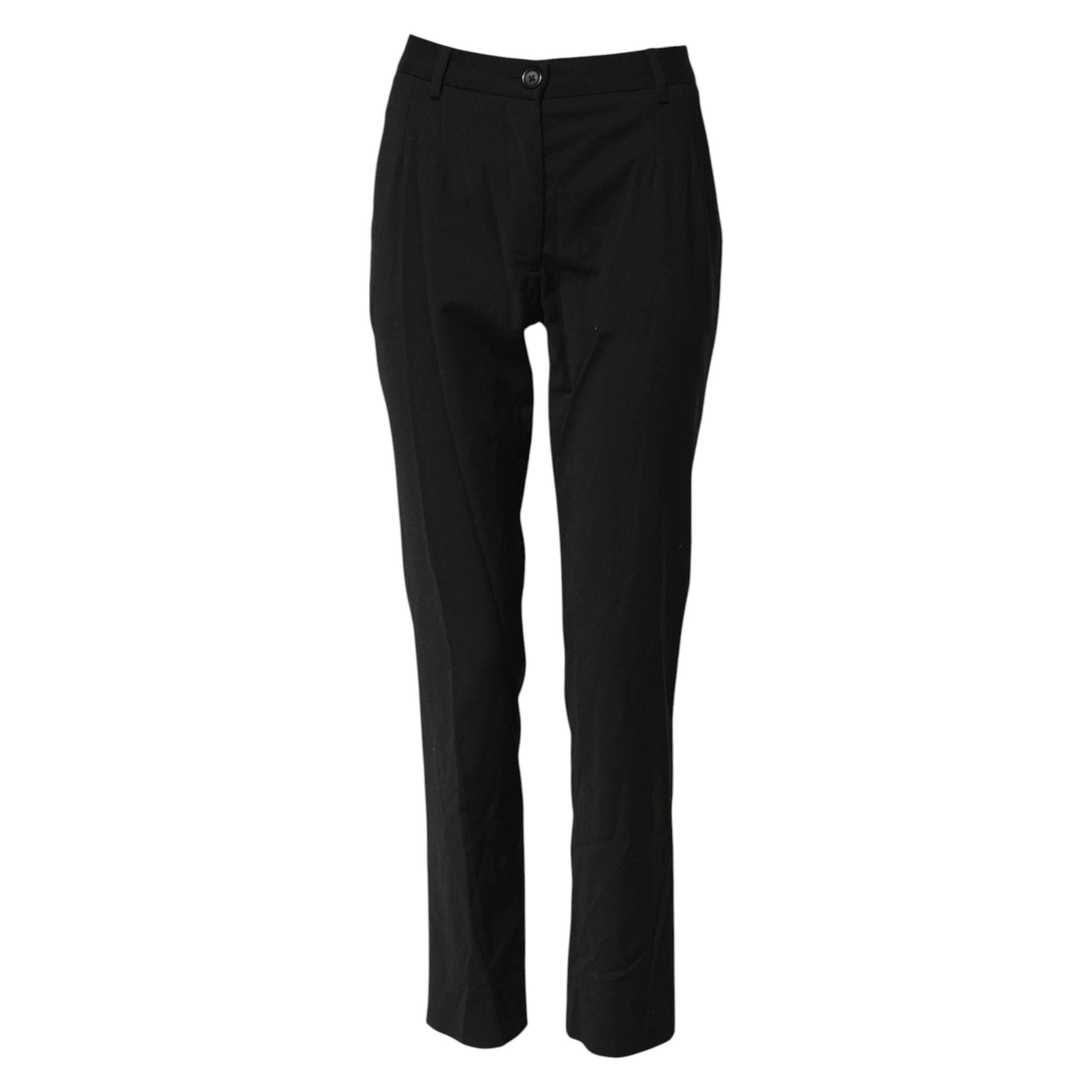 Dolce & Gabbana Black STAFF Mid Waist Tapered Women's Pants (Pre-Owned)