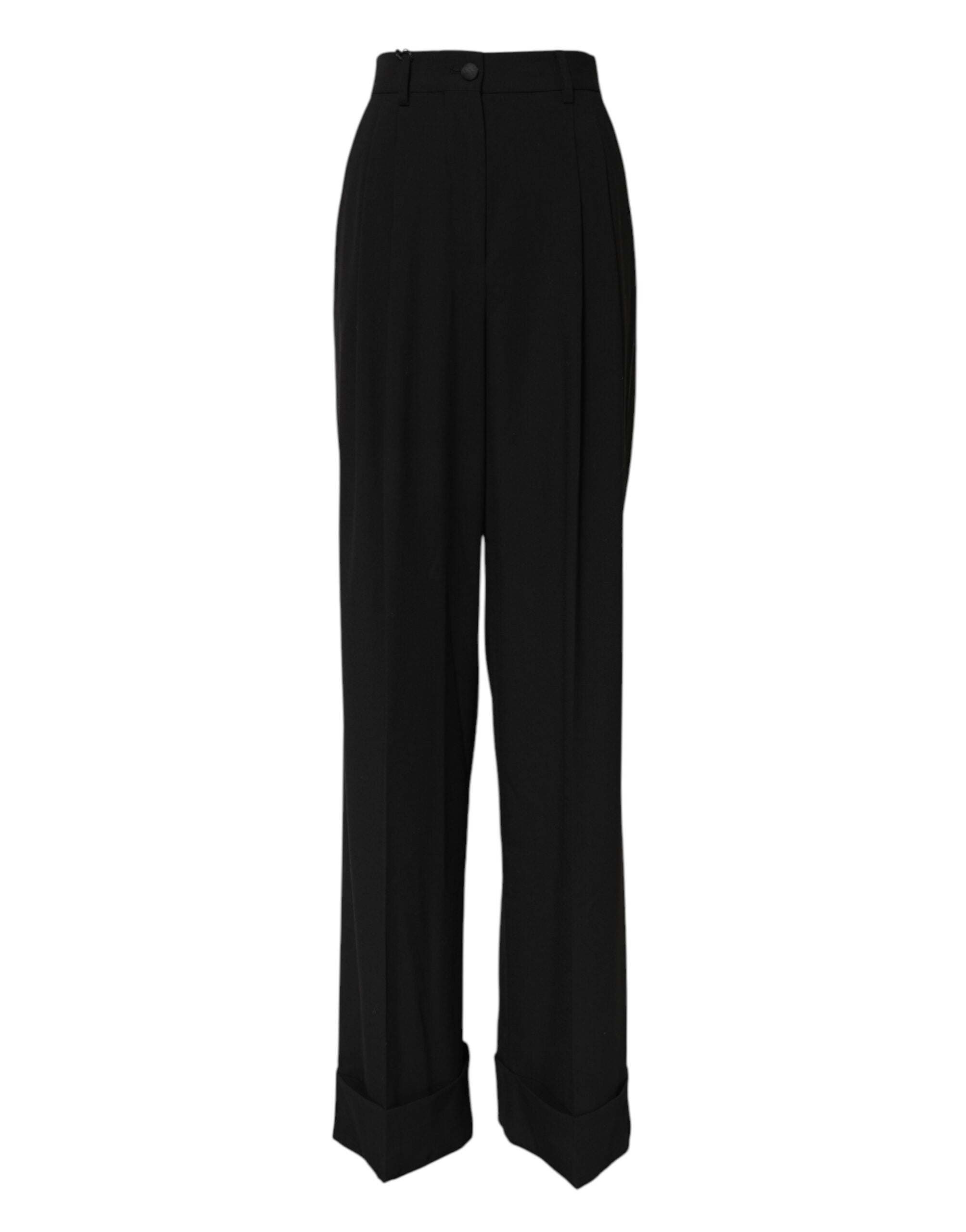 Dolce & Gabbana Black Wool High Waist Formal Women's Pants