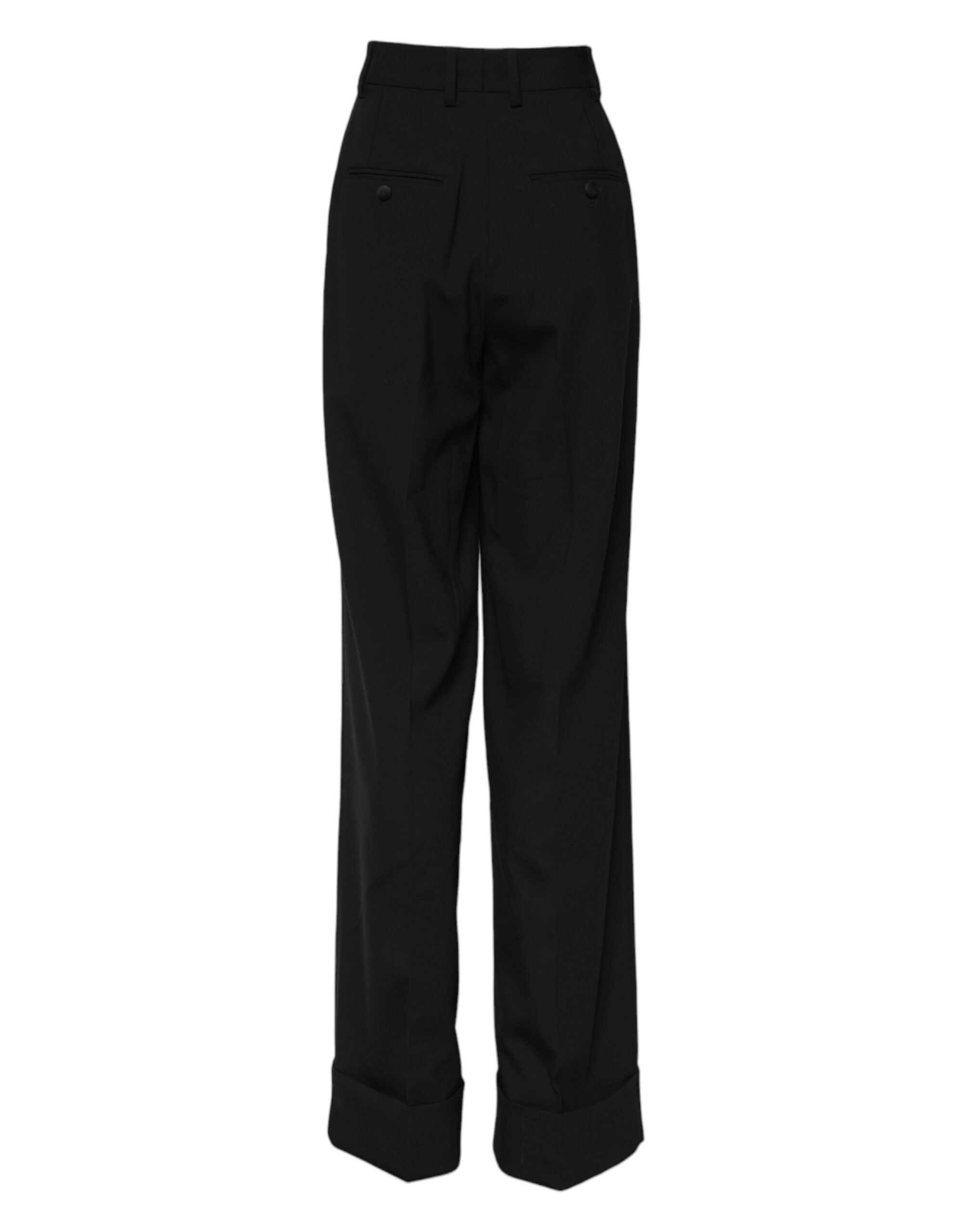 Dolce & Gabbana Black Wool High Waist Formal Women's Pants