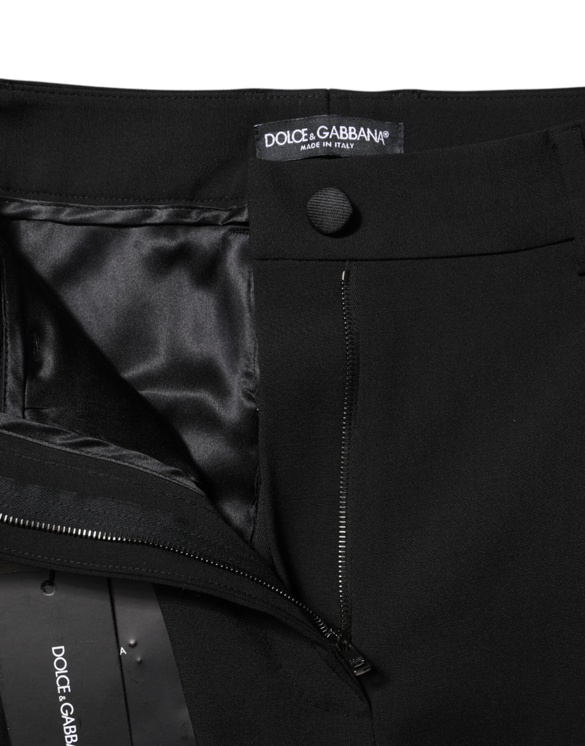 Dolce & Gabbana Black Wool High Waist Formal Women's Pants