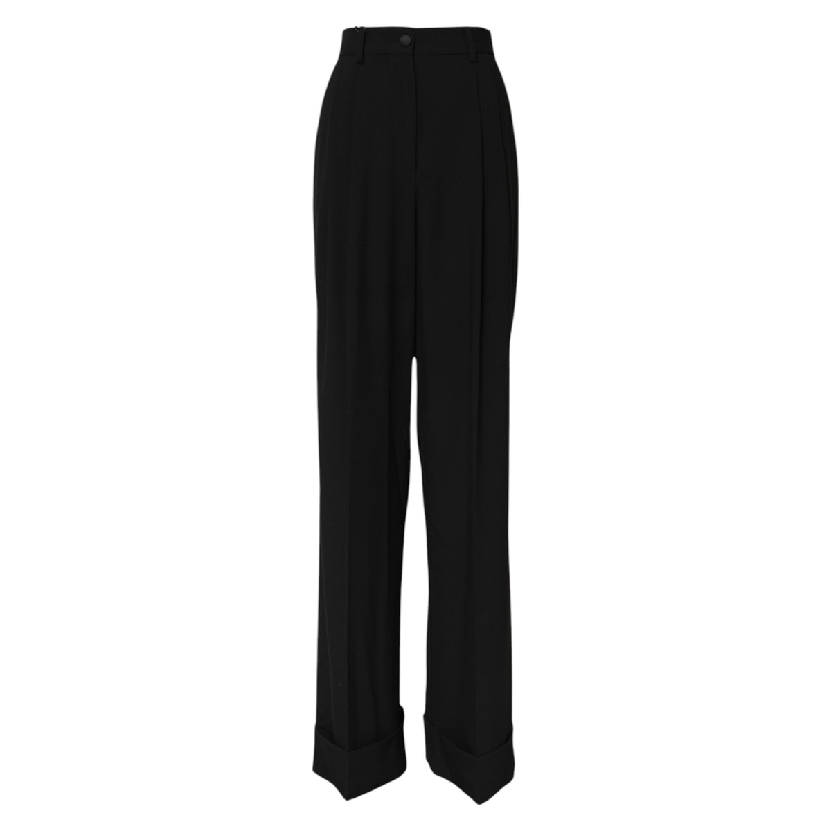 Dolce & Gabbana Black Wool High Waist Formal Women's Pants