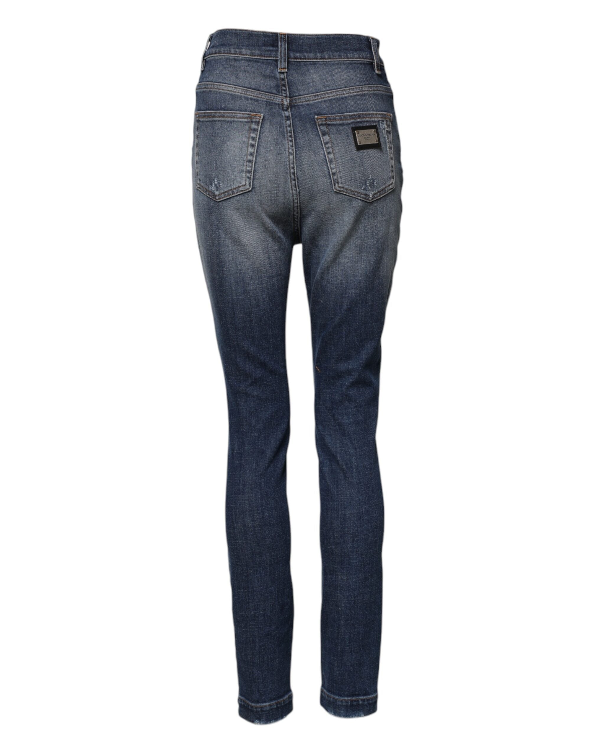 Dolce & Gabbana Blue Cotton HighWaist Skinny Denim Women's Jeans (Pre-Owned)