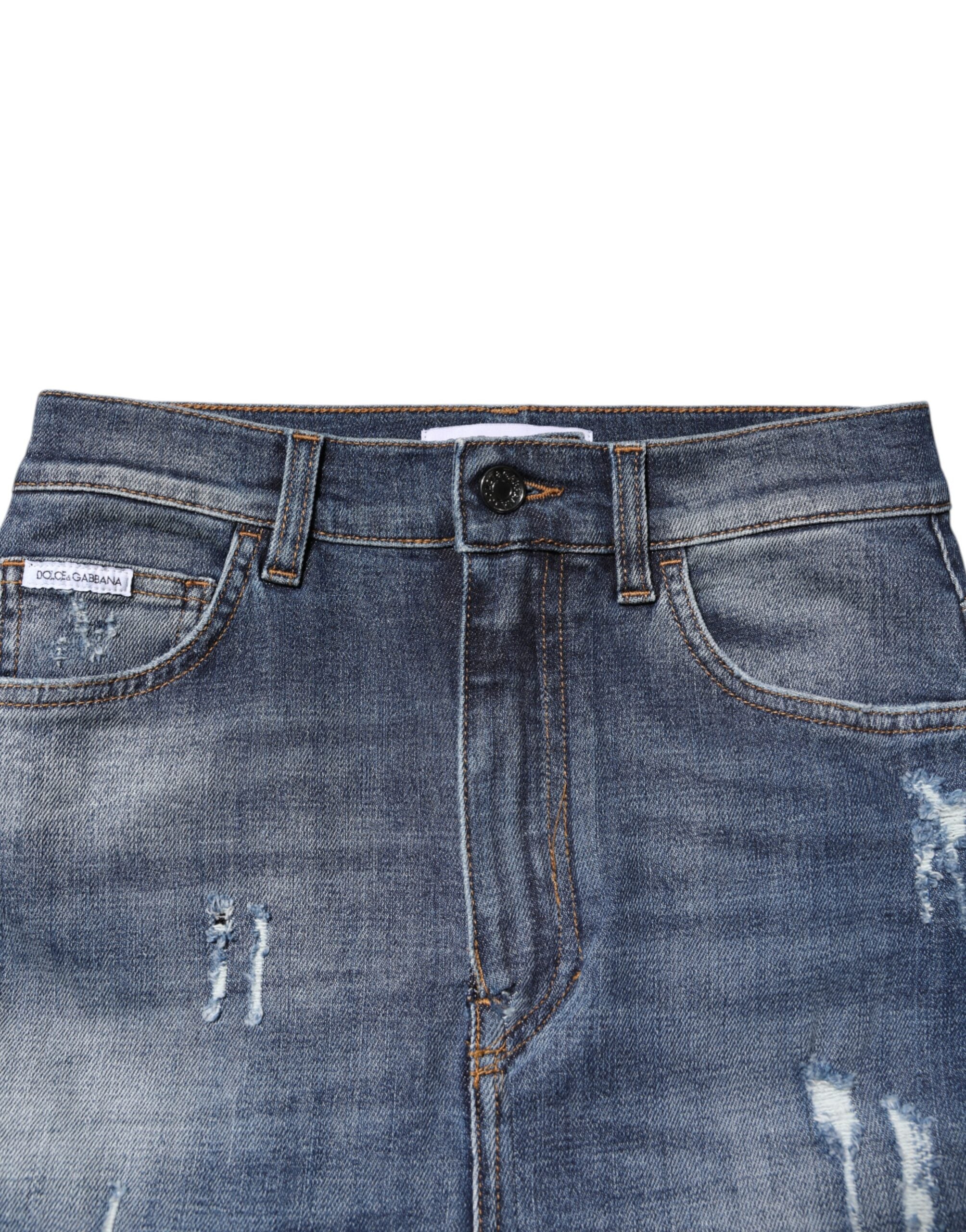 Dolce & Gabbana Blue Cotton HighWaist Skinny Denim Women's Jeans (Pre-Owned)