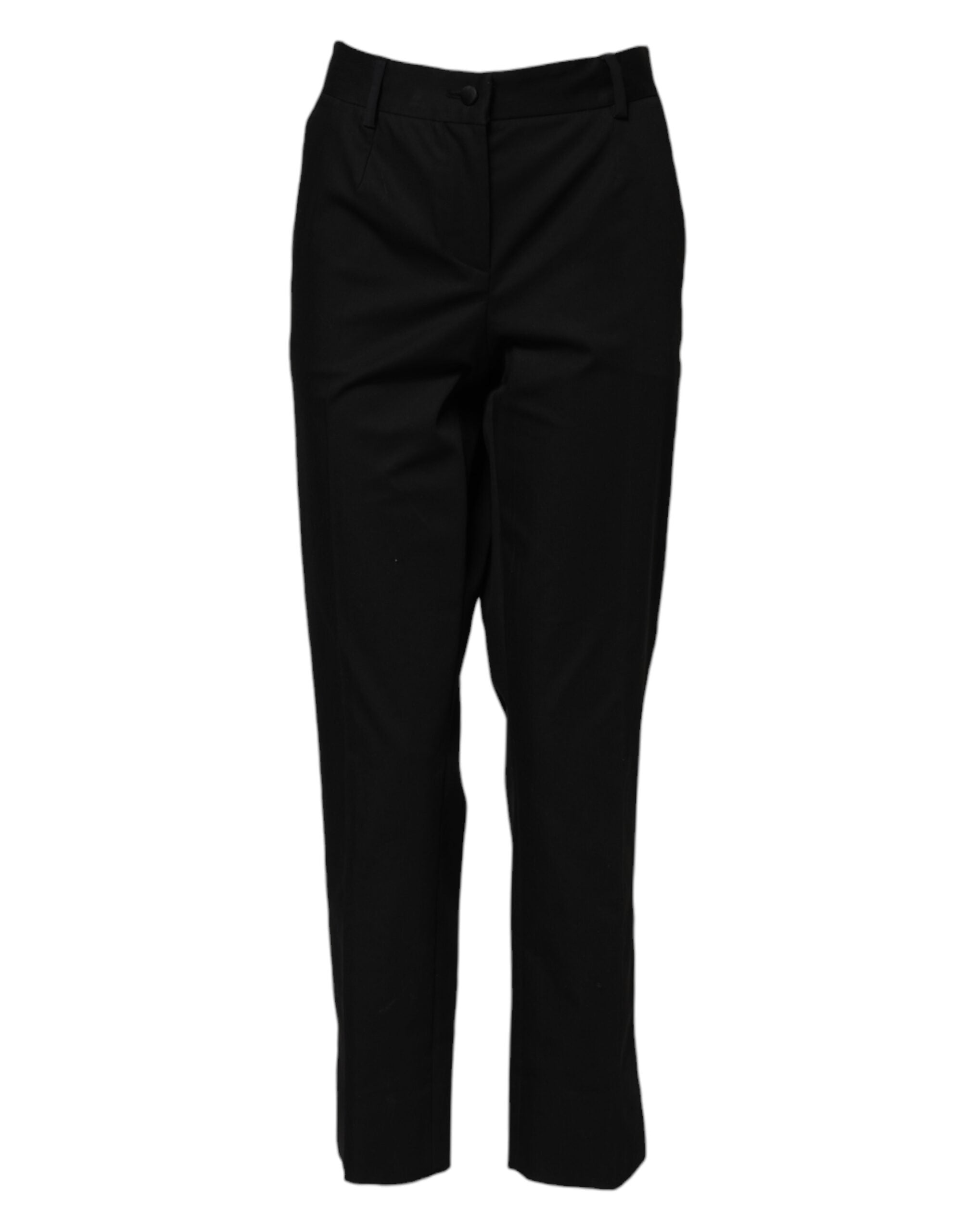 Dolce & Gabbana Black Cotton High Waist Formal Women's Pants