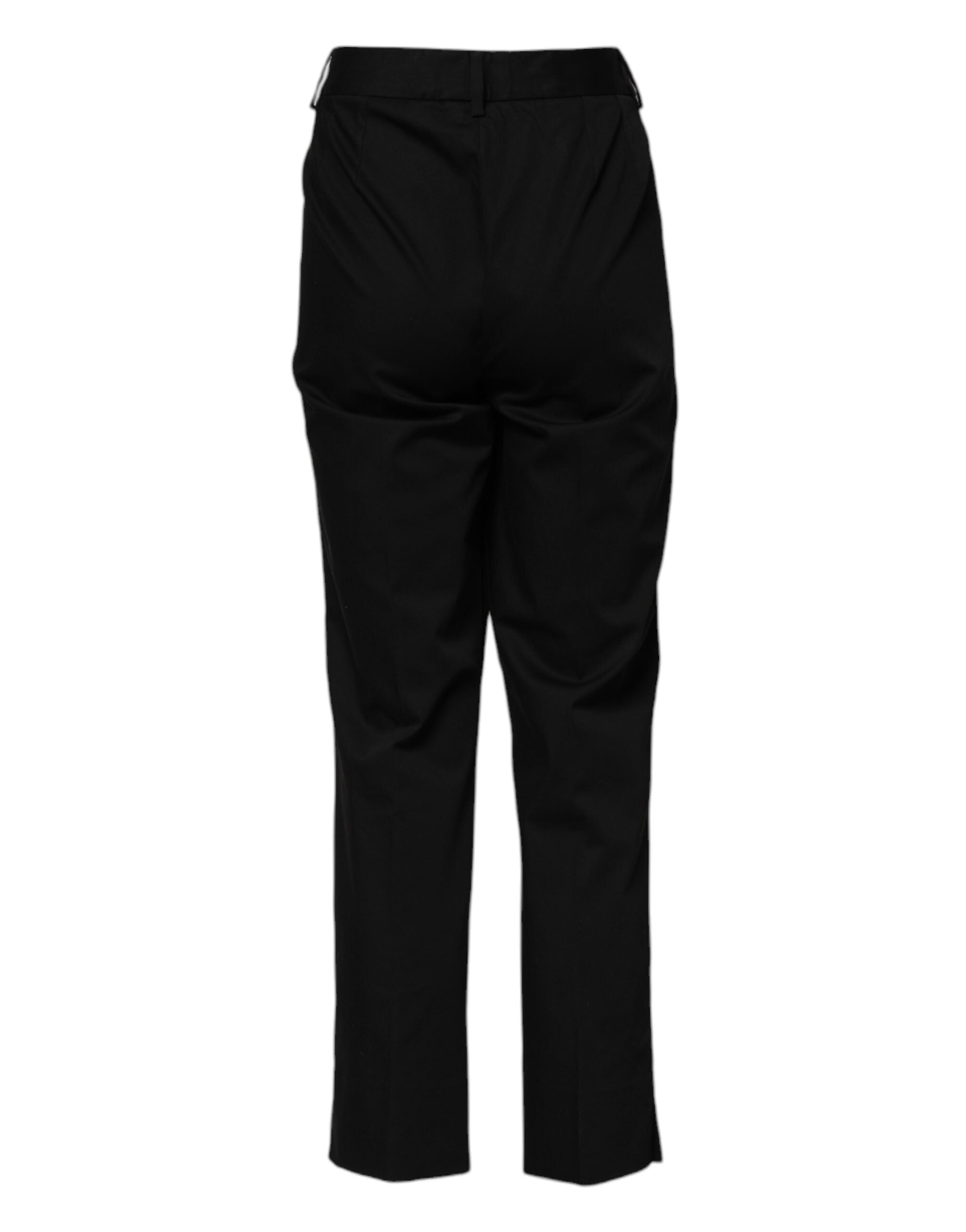 Dolce & Gabbana Black Cotton High Waist Formal Women's Pants