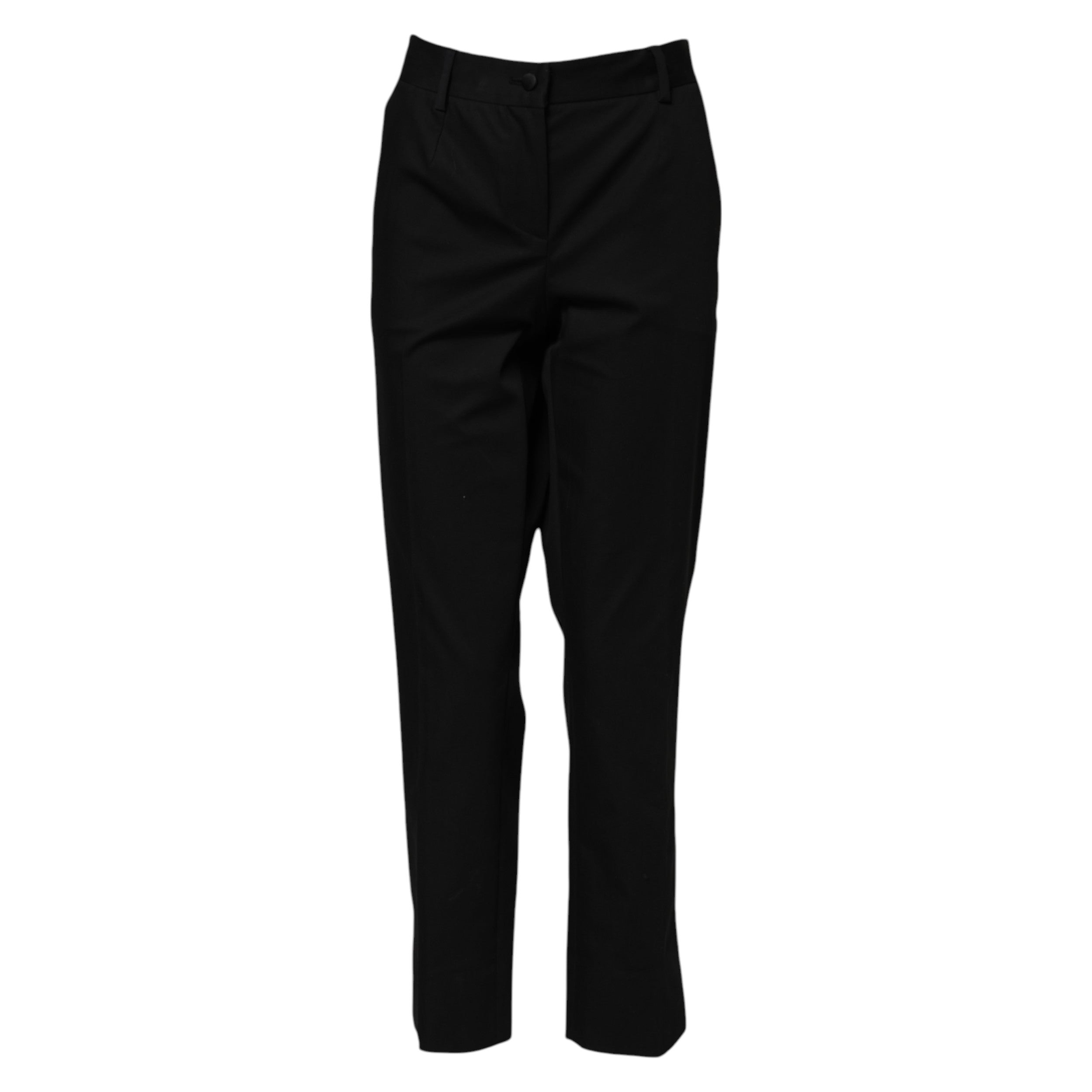 Dolce & Gabbana Black Cotton High Waist Formal Women's Pants