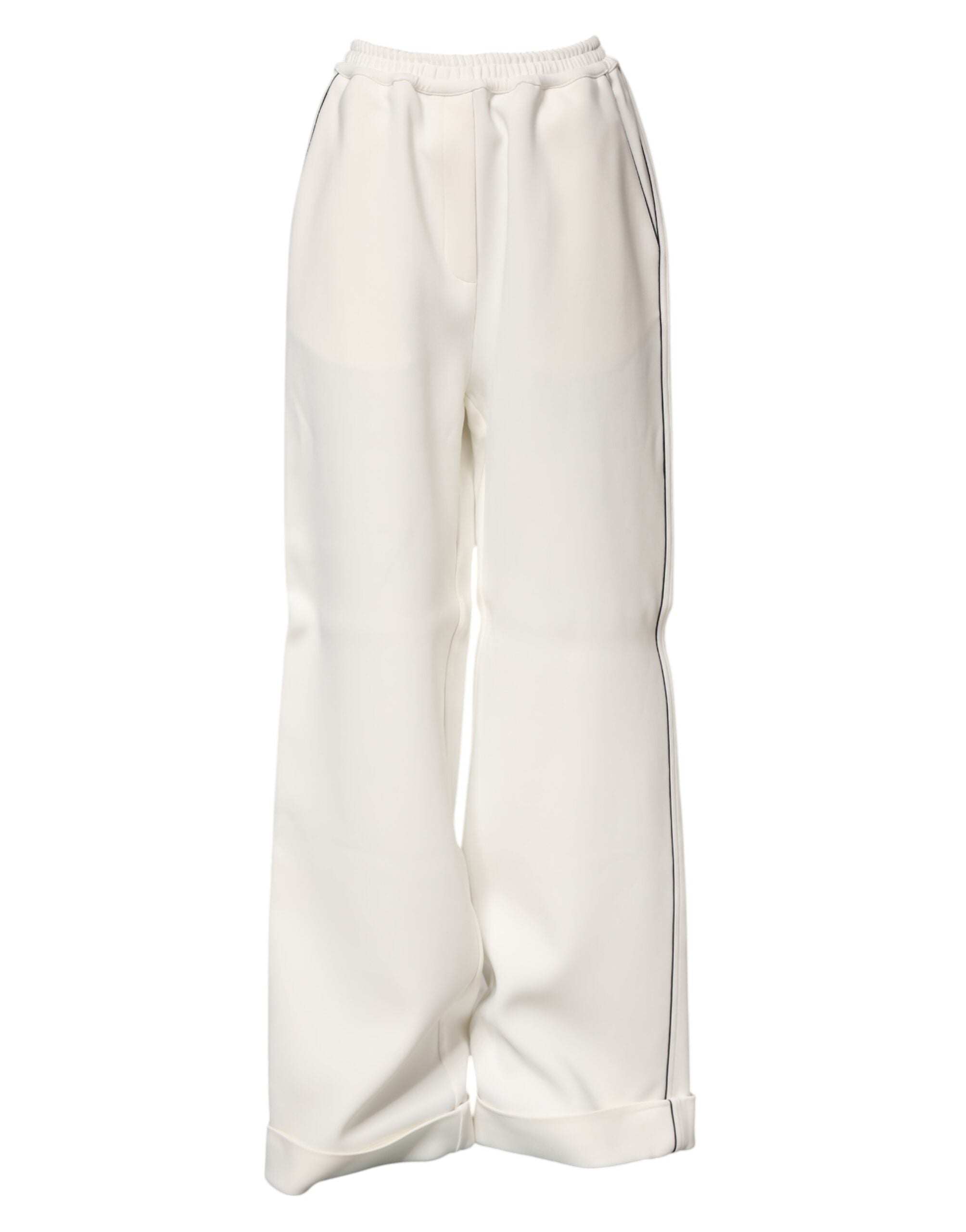 Dolce & Gabbana White Viscose Wide Leg Pull On Women's Pants