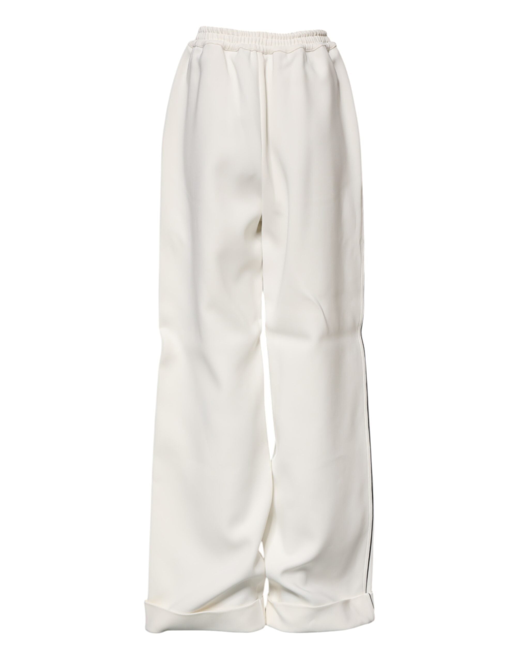 Dolce & Gabbana White Viscose Wide Leg Pull On Women's Pants