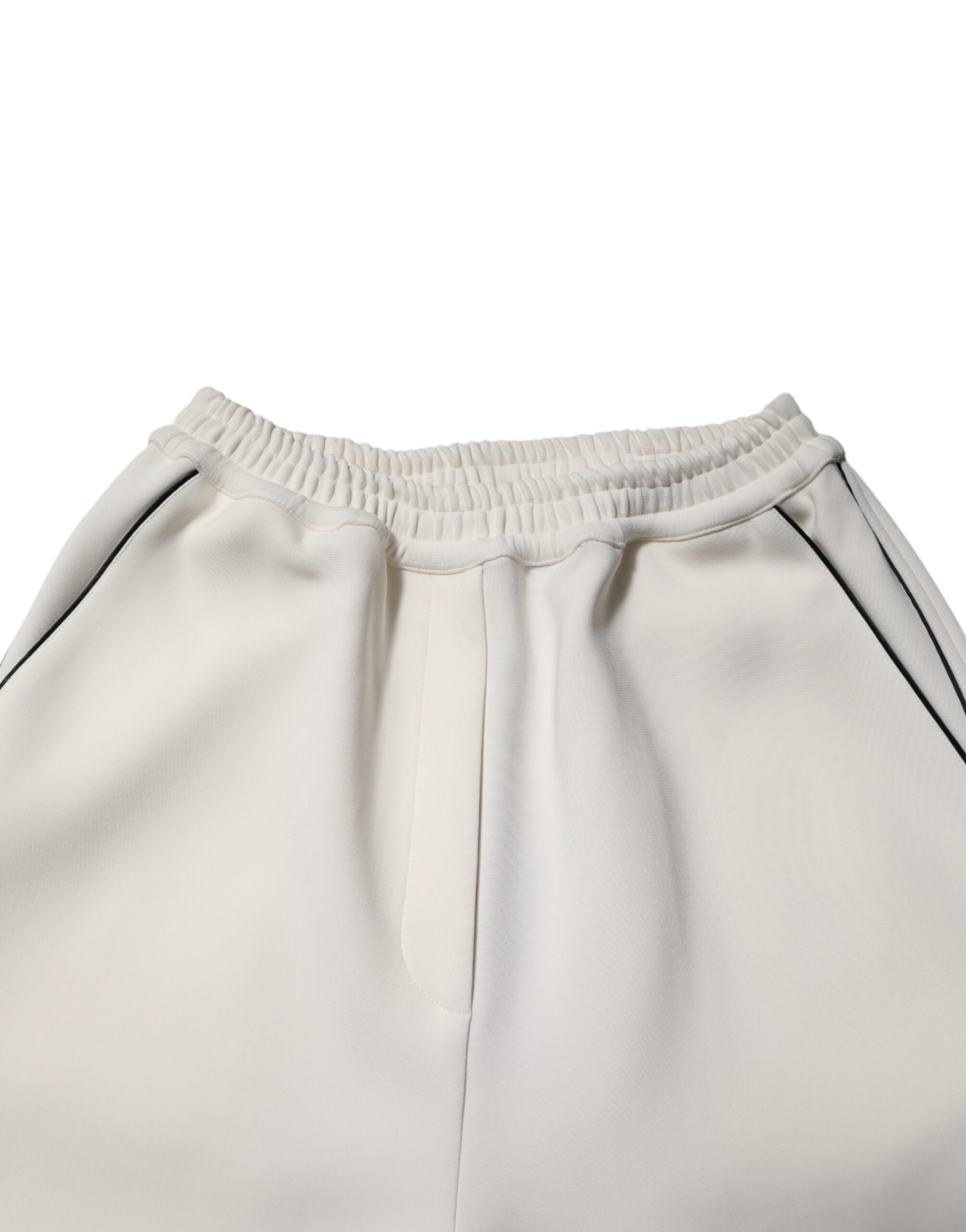 Dolce & Gabbana White Viscose Wide Leg Pull On Women's Pants