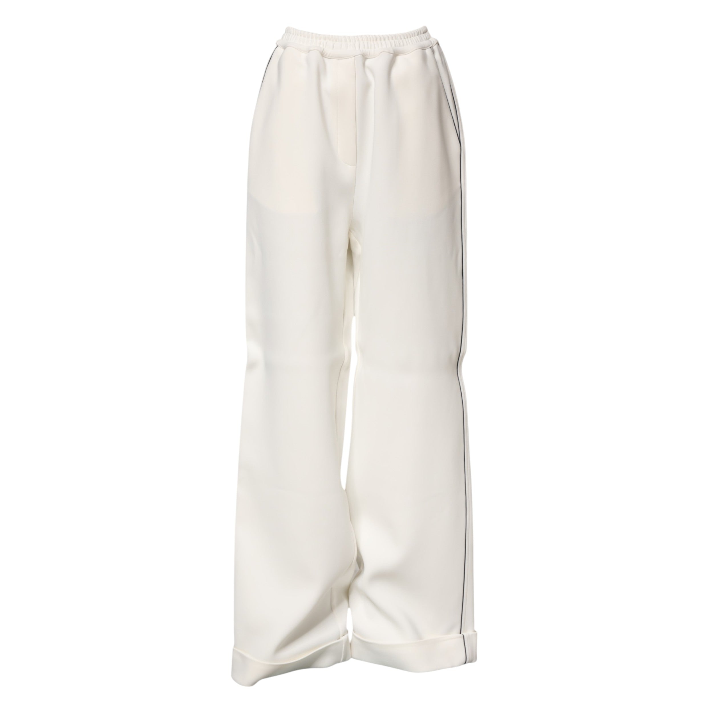 Dolce & Gabbana White Viscose Wide Leg Pull On Women's Pants