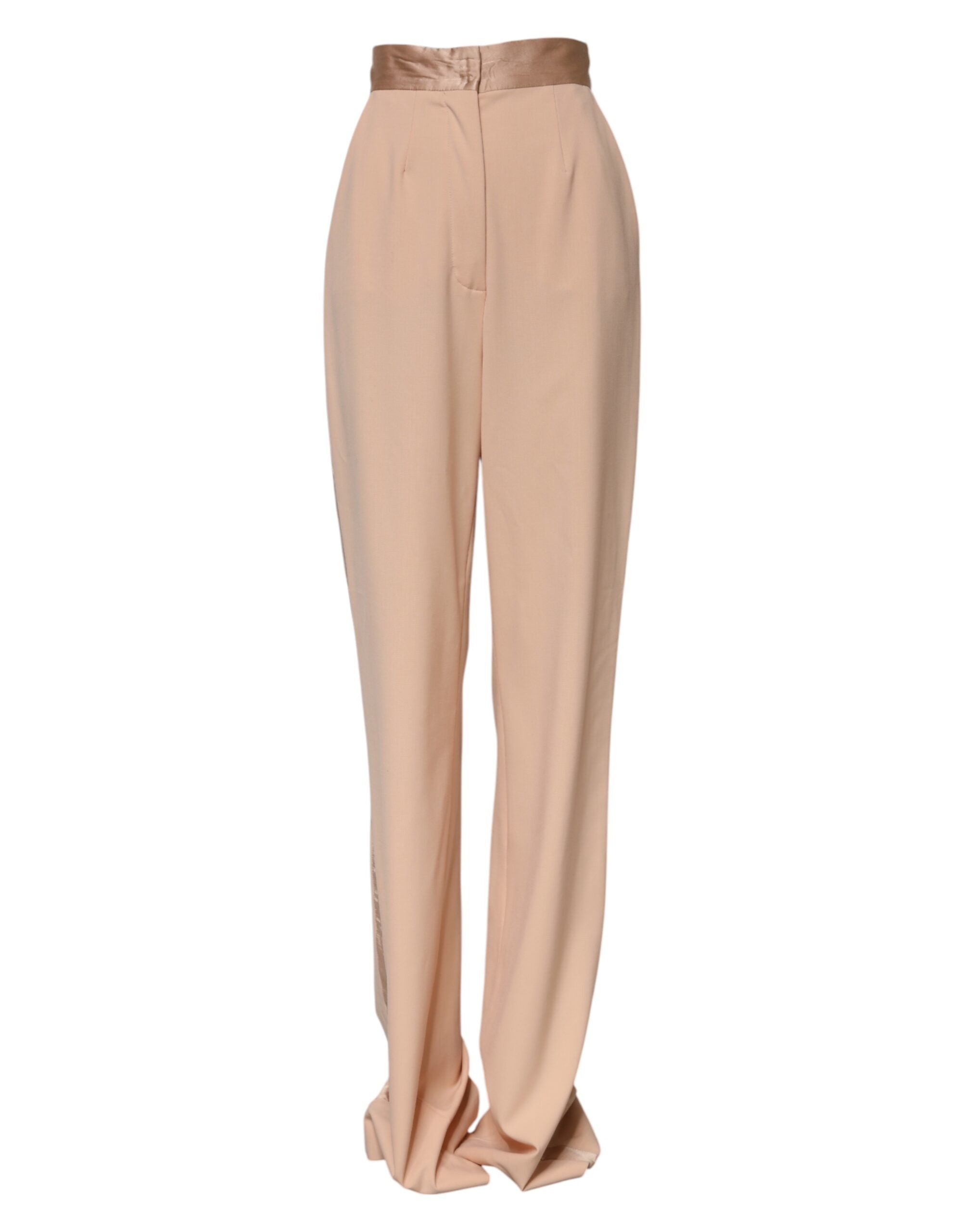 Dolce & Gabbana Beige Polyester Mid Waist Tapered Women's Pants (Pre-Owned)