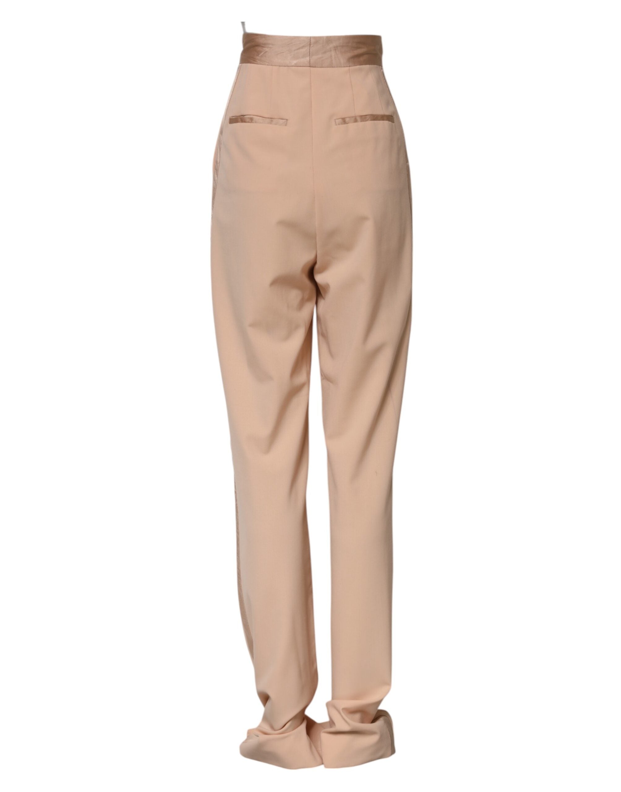 Dolce & Gabbana Beige Polyester Mid Waist Tapered Women's Pants (Pre-Owned)