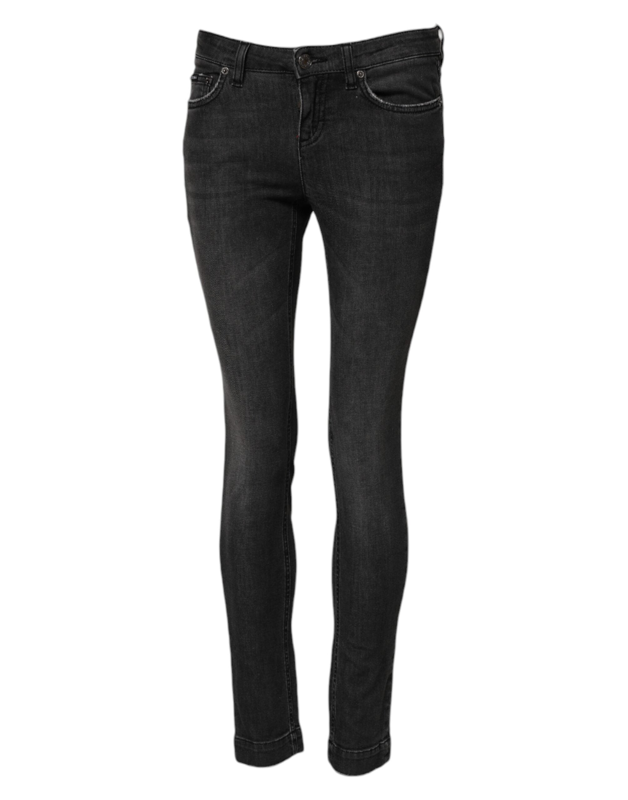Dolce & Gabbana Black Cotton Low Waist Skinny Denim Women's Jeans (Pre-Owned)