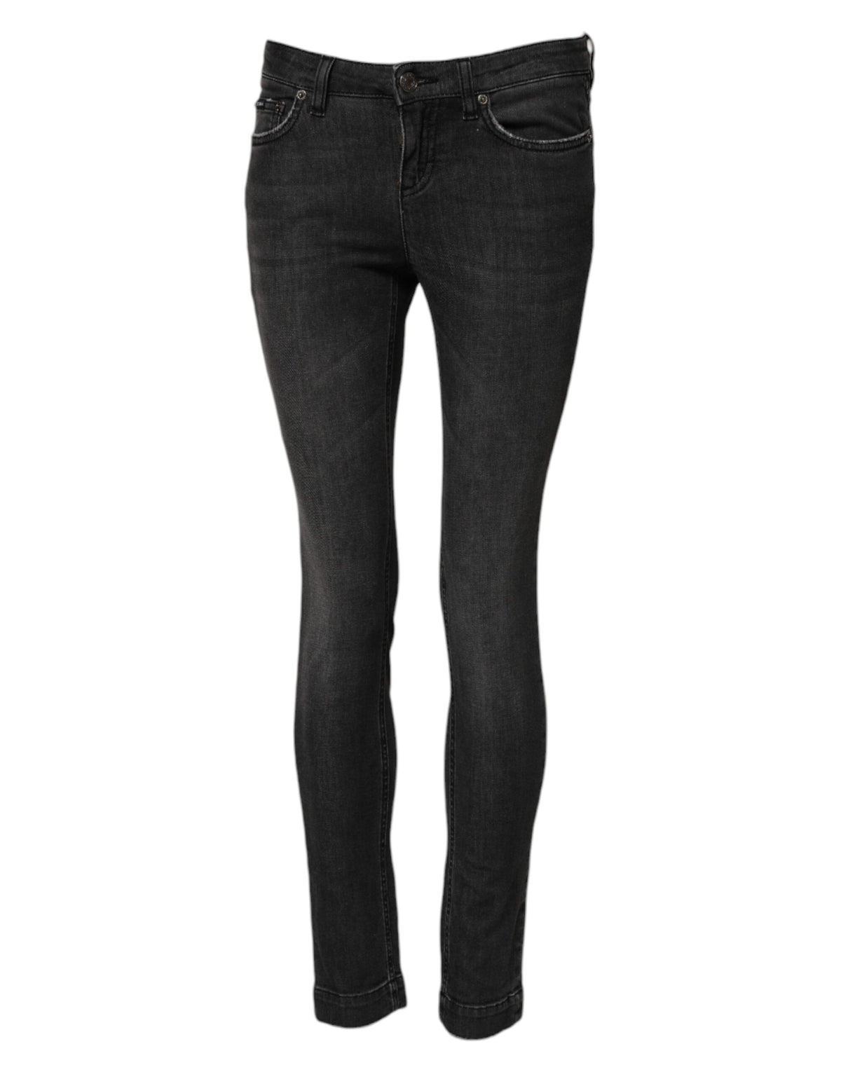 Dolce & Gabbana Black Cotton Low Waist Skinny Denim Women's Jeans (Pre-Owned)