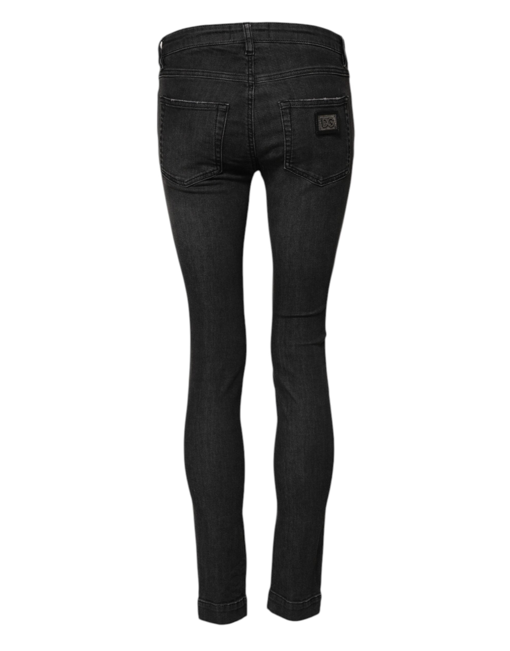 Dolce & Gabbana Black Cotton Low Waist Skinny Denim Women's Jeans (Pre-Owned)