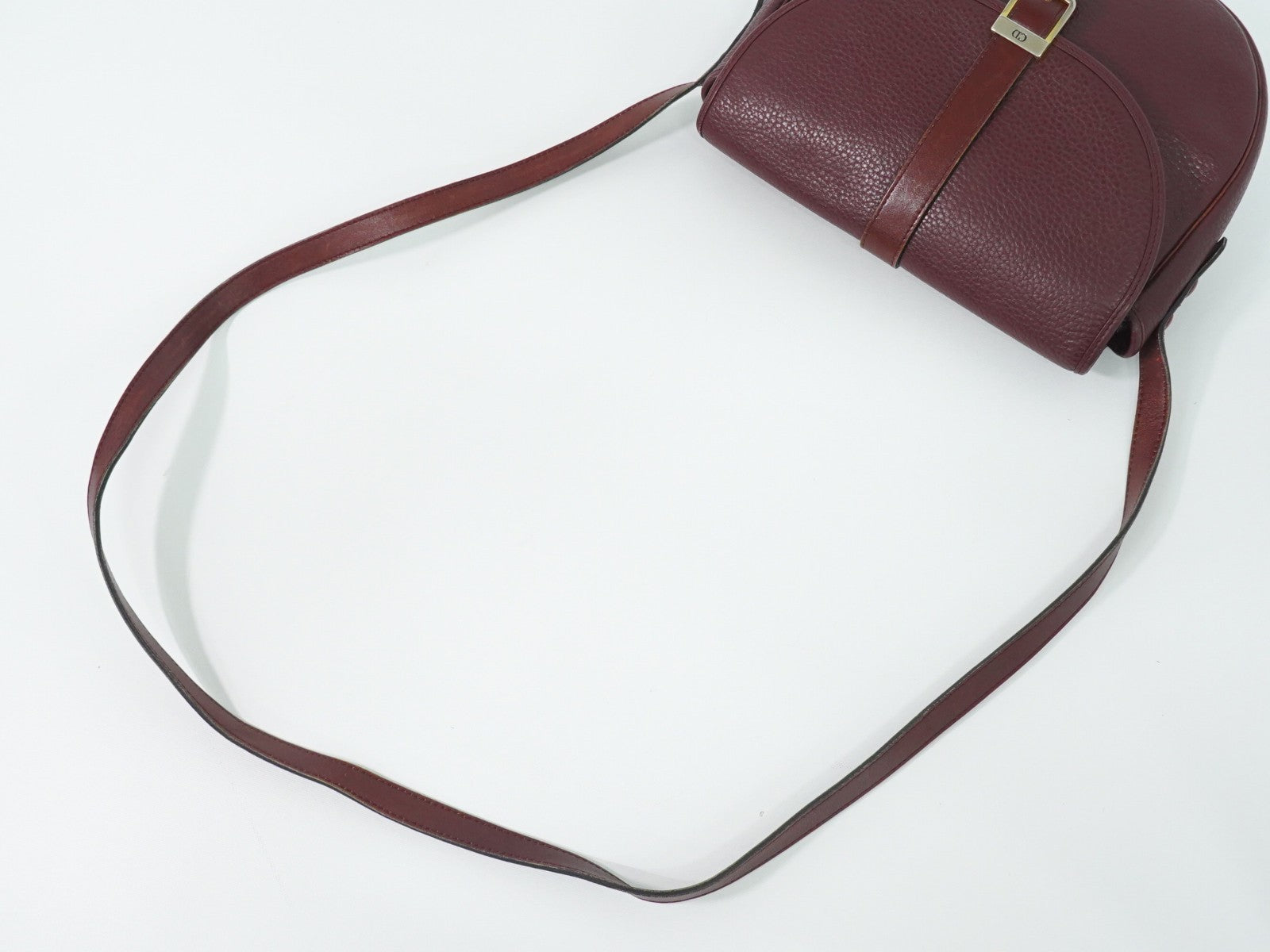 Christian Dior Vintage Cd Flap Leather Burgundy Leather Shoulder Bag Bag (Pre-Owned)
