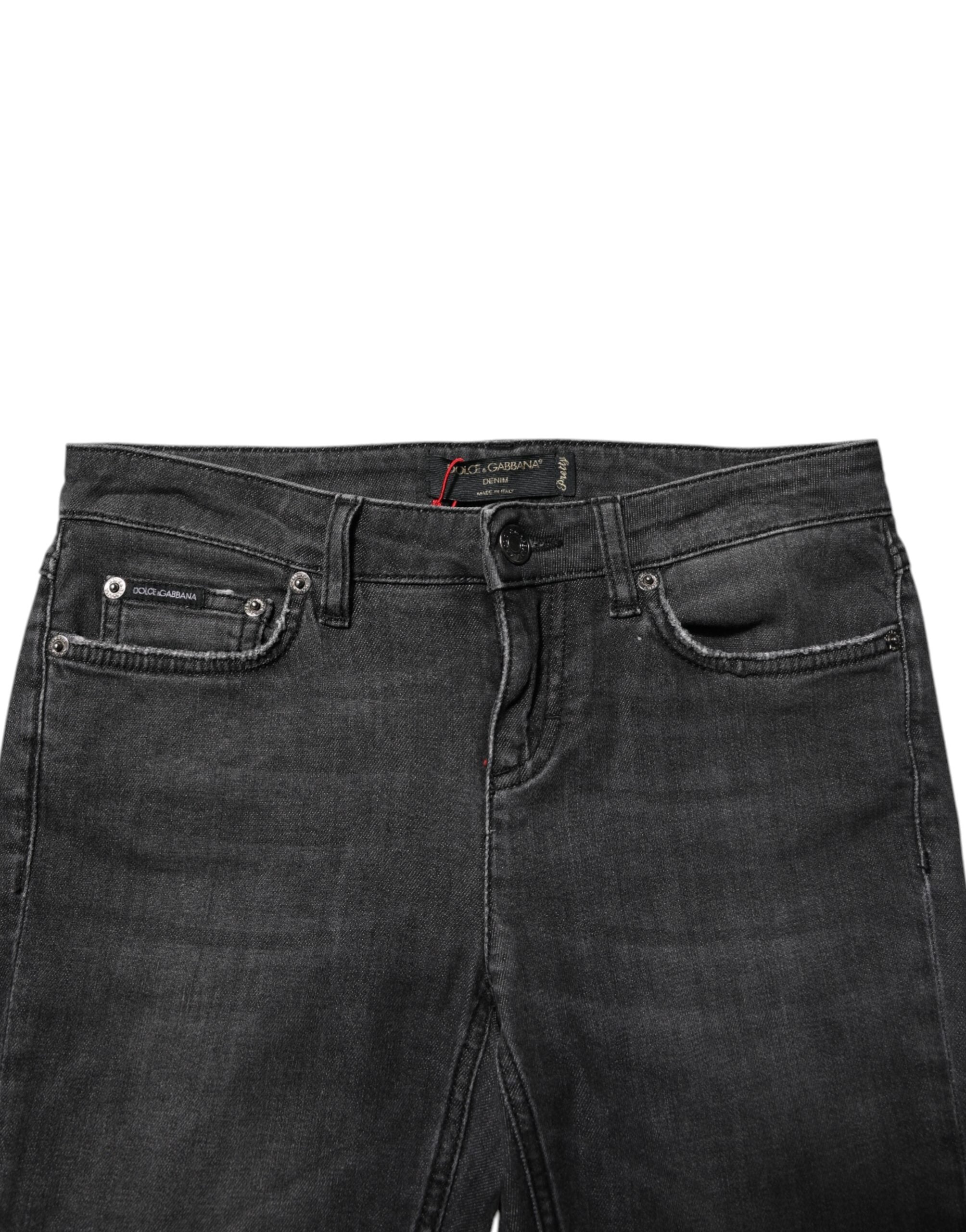 Dolce & Gabbana Black Cotton Low Waist Skinny Denim Women's Jeans (Pre-Owned)