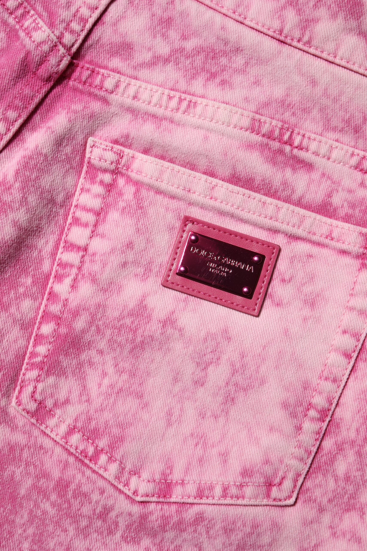 Dolce & Gabbana Pink Tie Dye High Waist Tapered Denim Women's Jeans