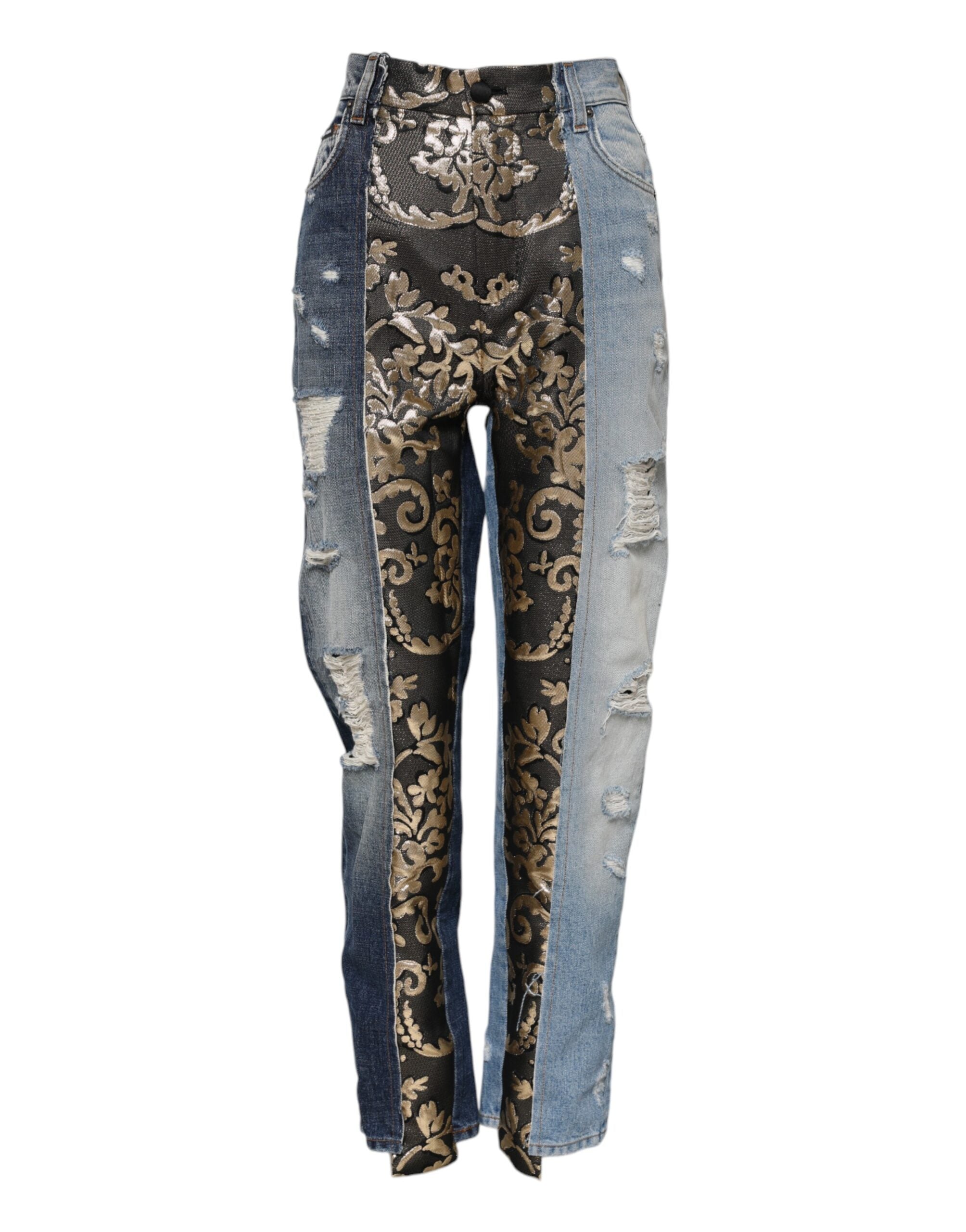 Dolce & Gabbana Multicolor Patchwork Tapered Denim Women's Jeans