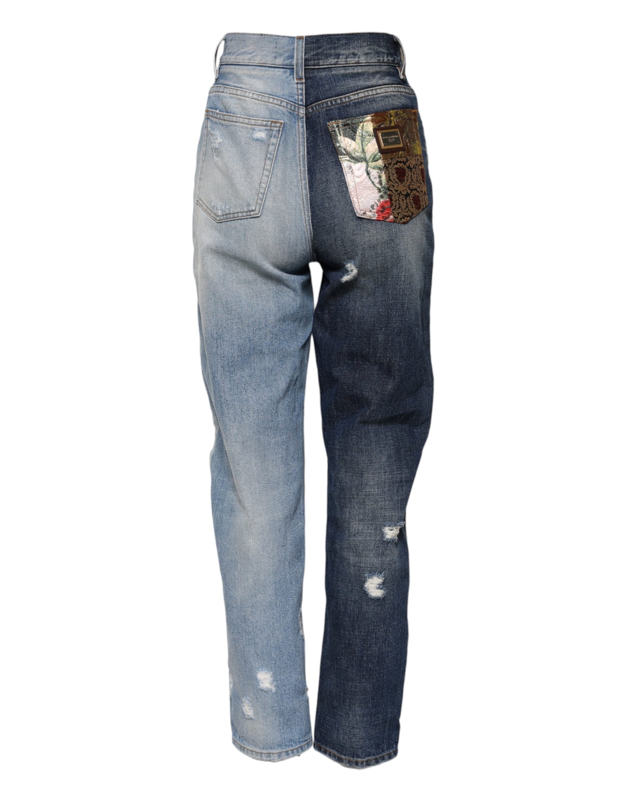 Dolce & Gabbana Multicolor Patchwork Tapered Denim Women's Jeans