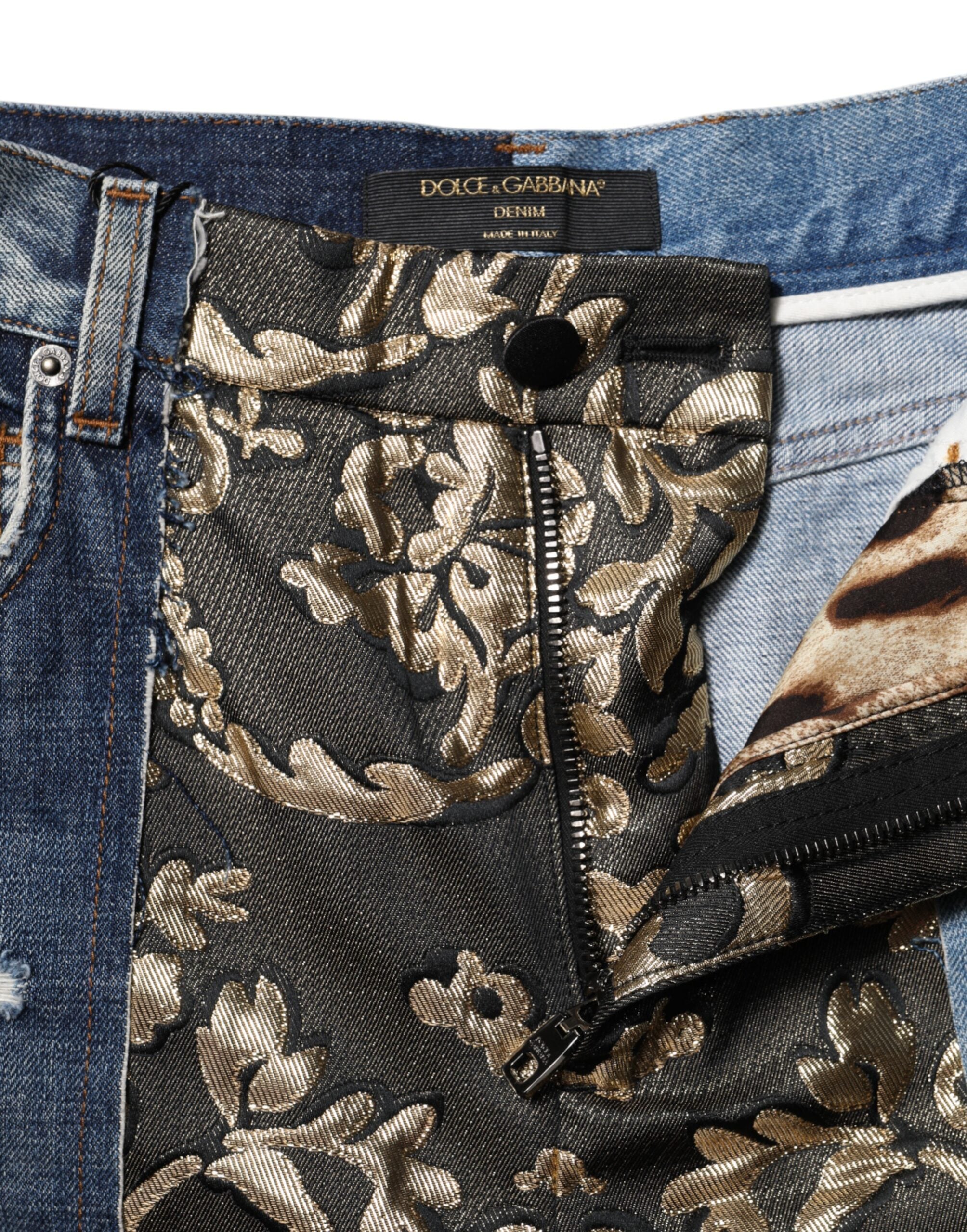 Dolce & Gabbana Multicolor Patchwork Tapered Denim Women's Jeans