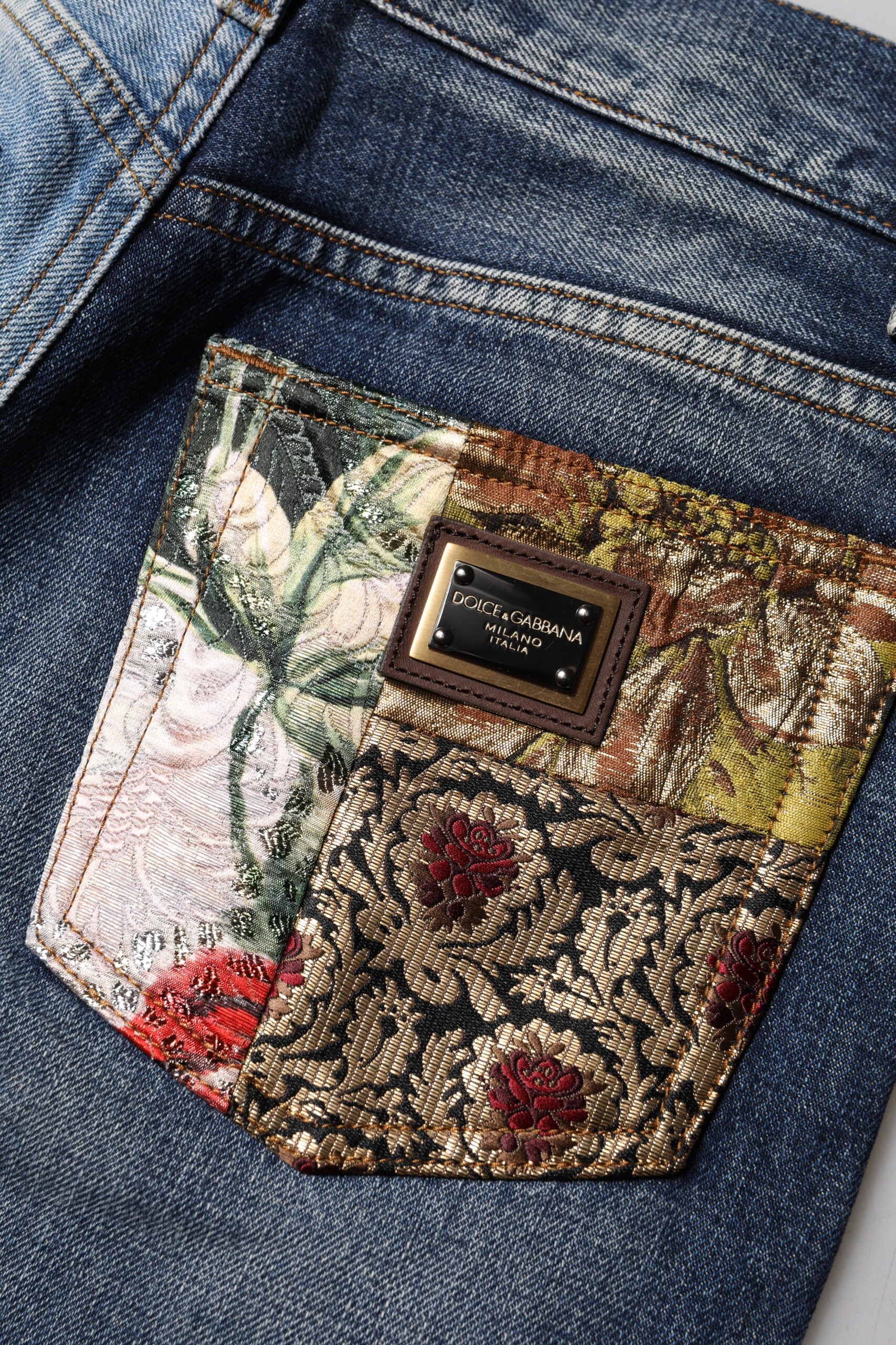 Dolce & Gabbana Multicolor Patchwork Tapered Denim Women's Jeans