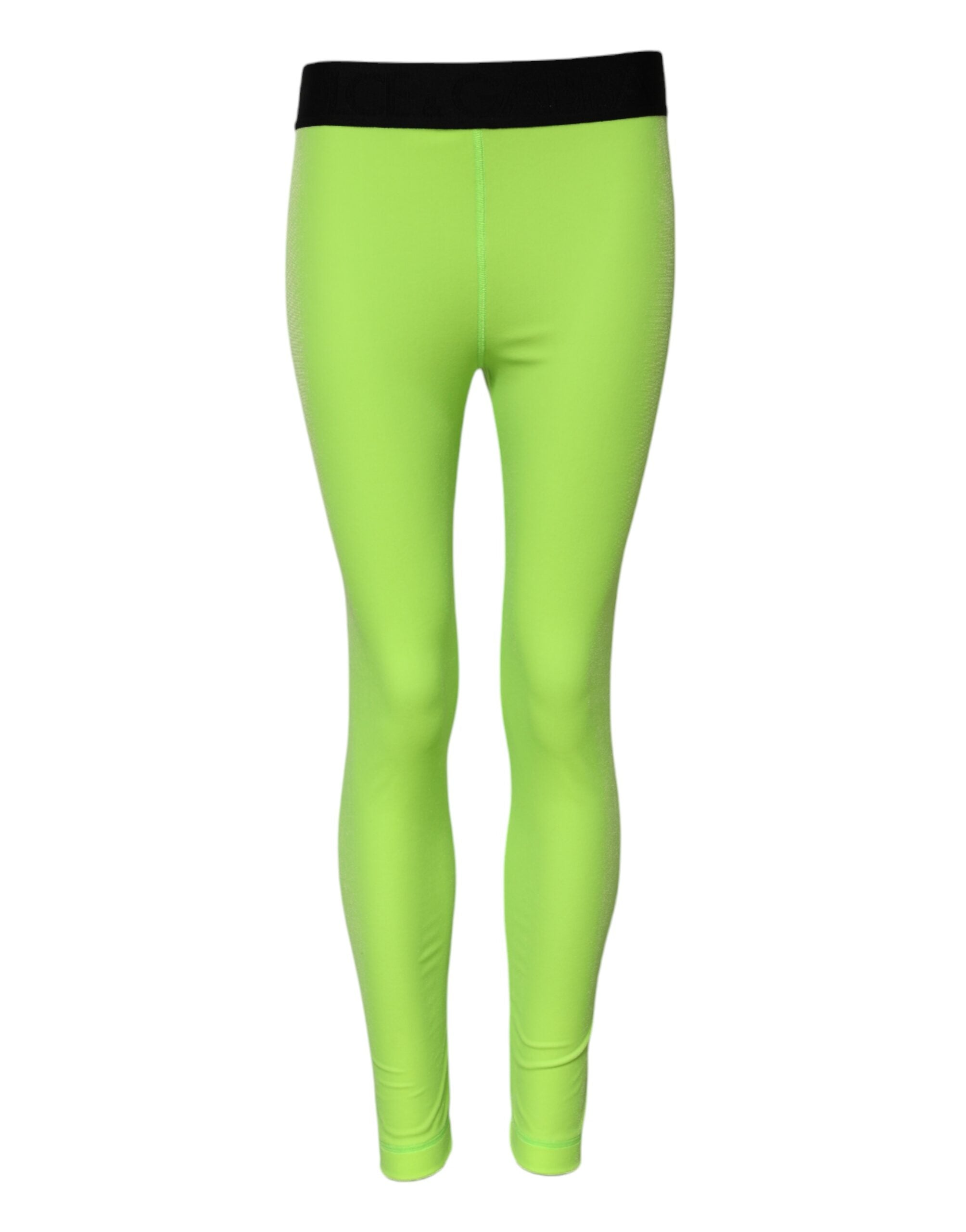 Dolce & Gabbana Green Nylon Slim Fit Leggings Women's Pants