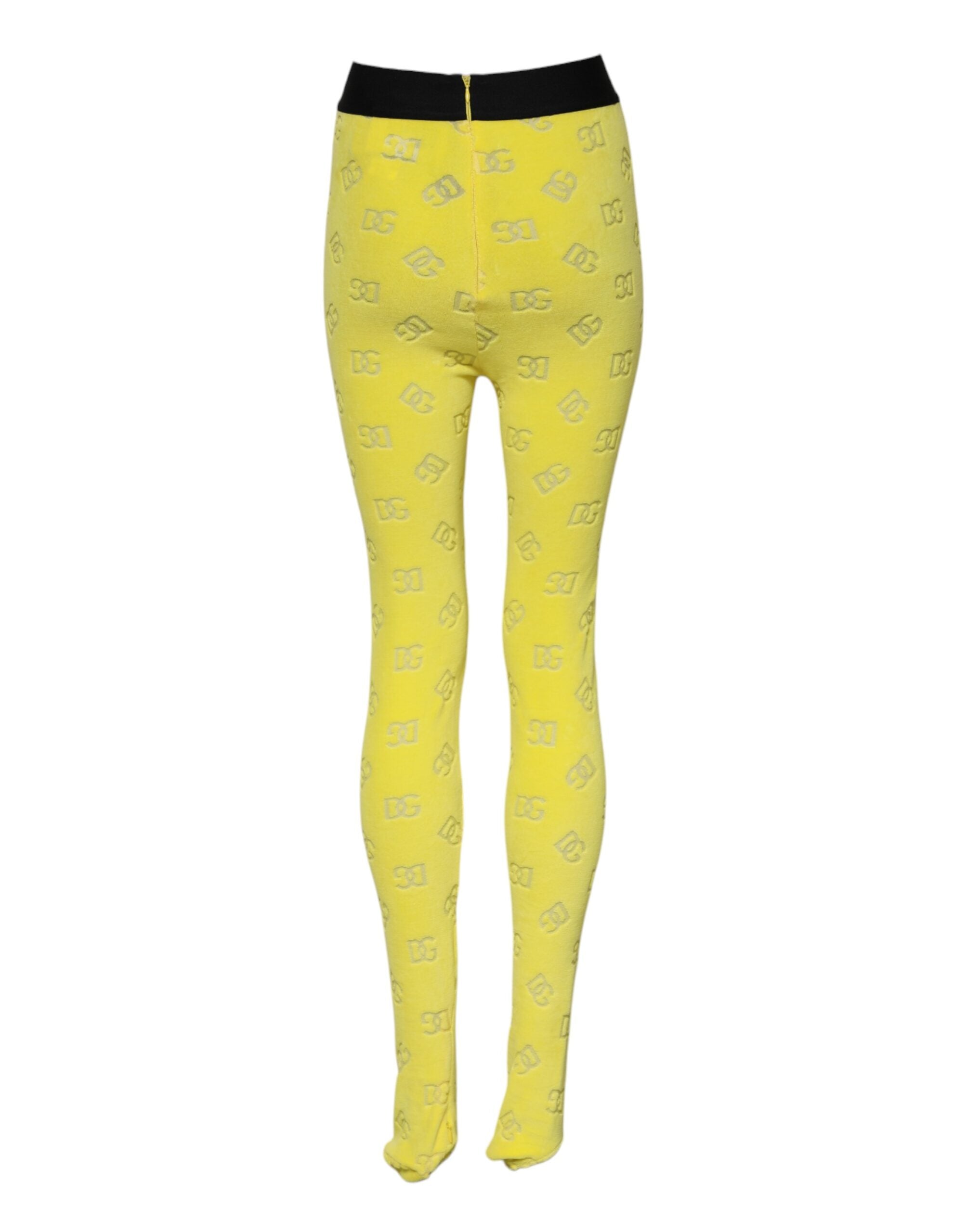Dolce & Gabbana Yellow Logo Slim Fit Leggings Women's Pants