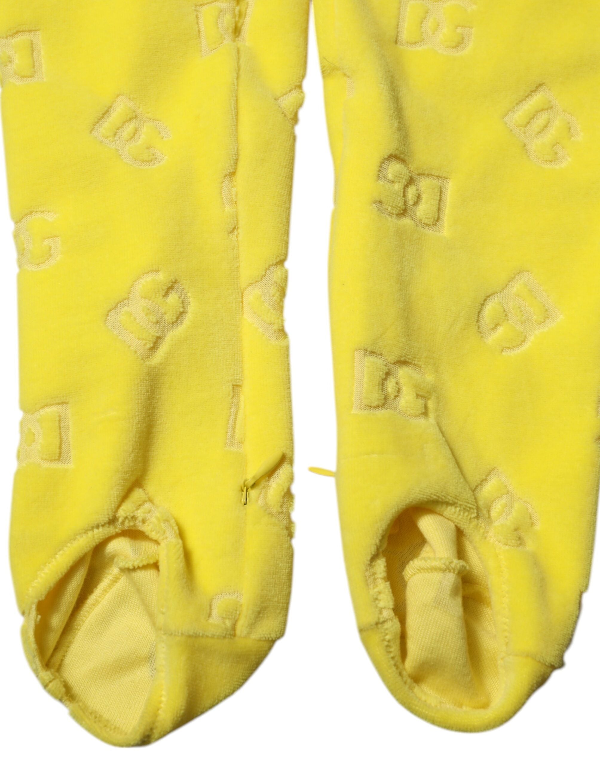 Dolce & Gabbana Yellow Logo Slim Fit Leggings Women's Pants