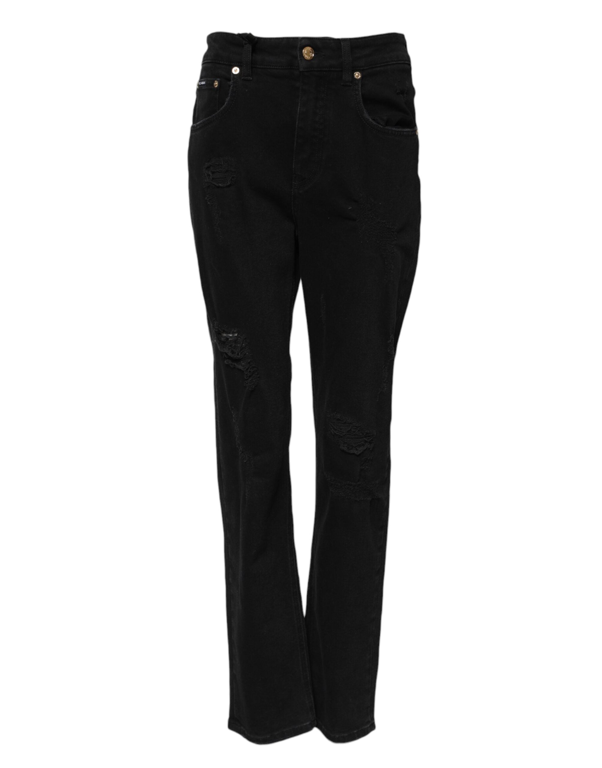 Dolce & Gabbana Black Boyfriend Cotton Flared Denim Women's Jeans