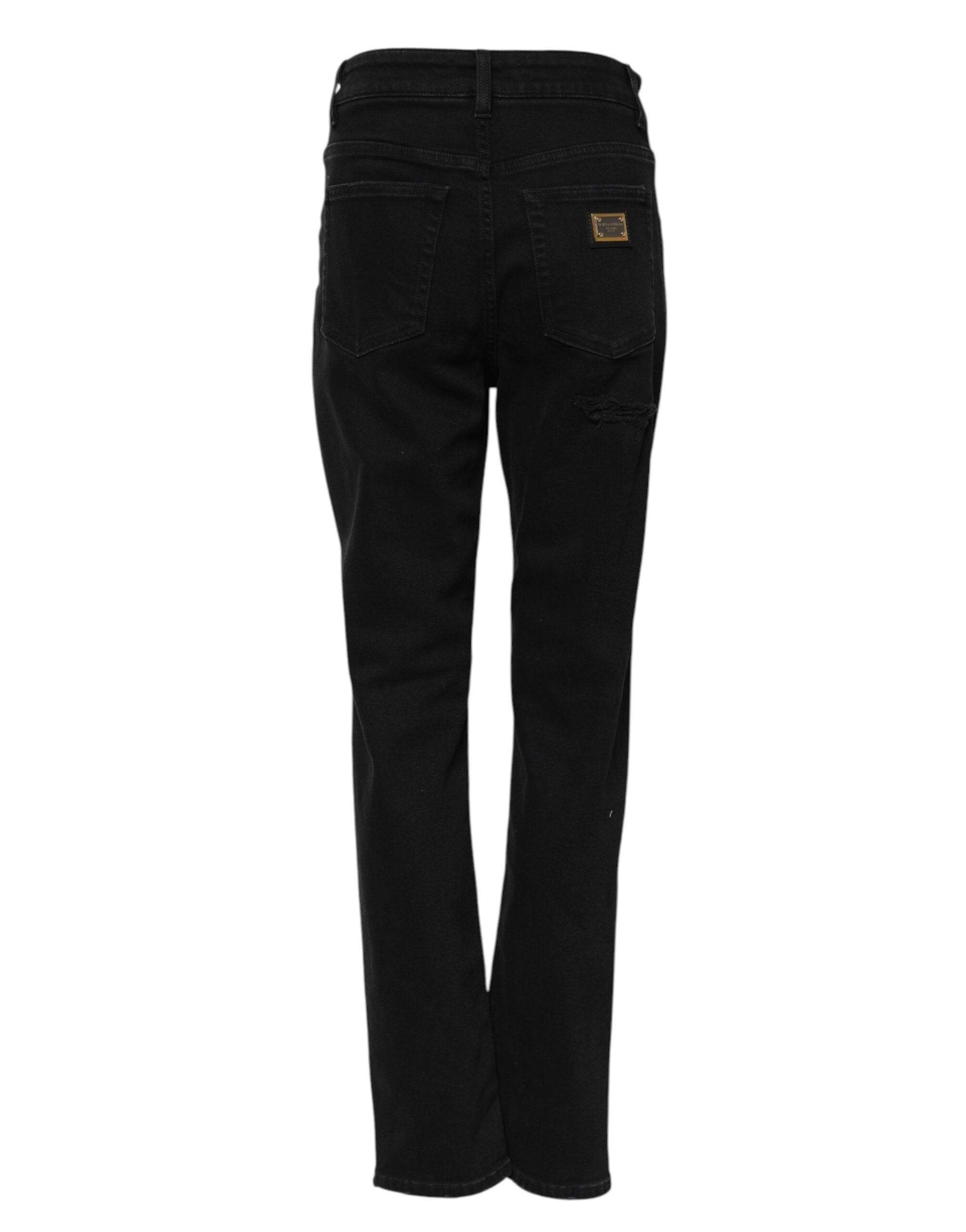 Dolce & Gabbana Black Boyfriend Cotton Flared Denim Women's Jeans