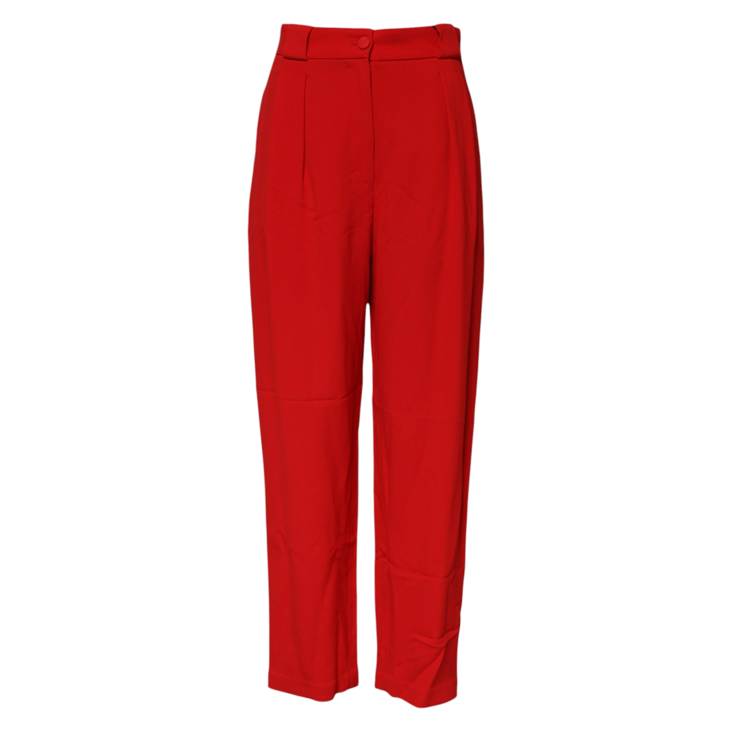 Dolce & Gabbana Red Viscose High Waist Tapered Women's Pants (Pre-Owned)