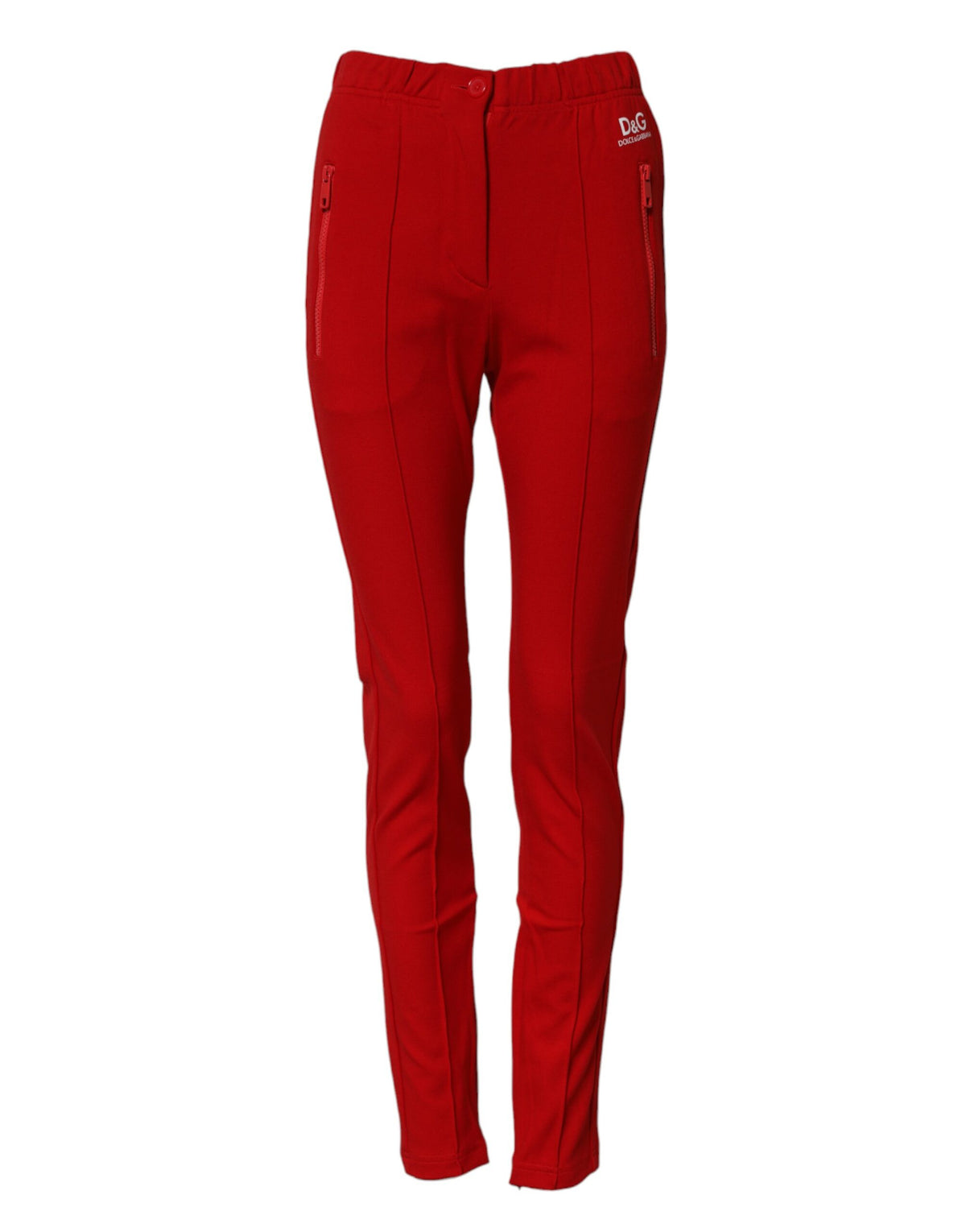 Dolce & Gabbana Red Mid Waist Slim Fit Women's Pants