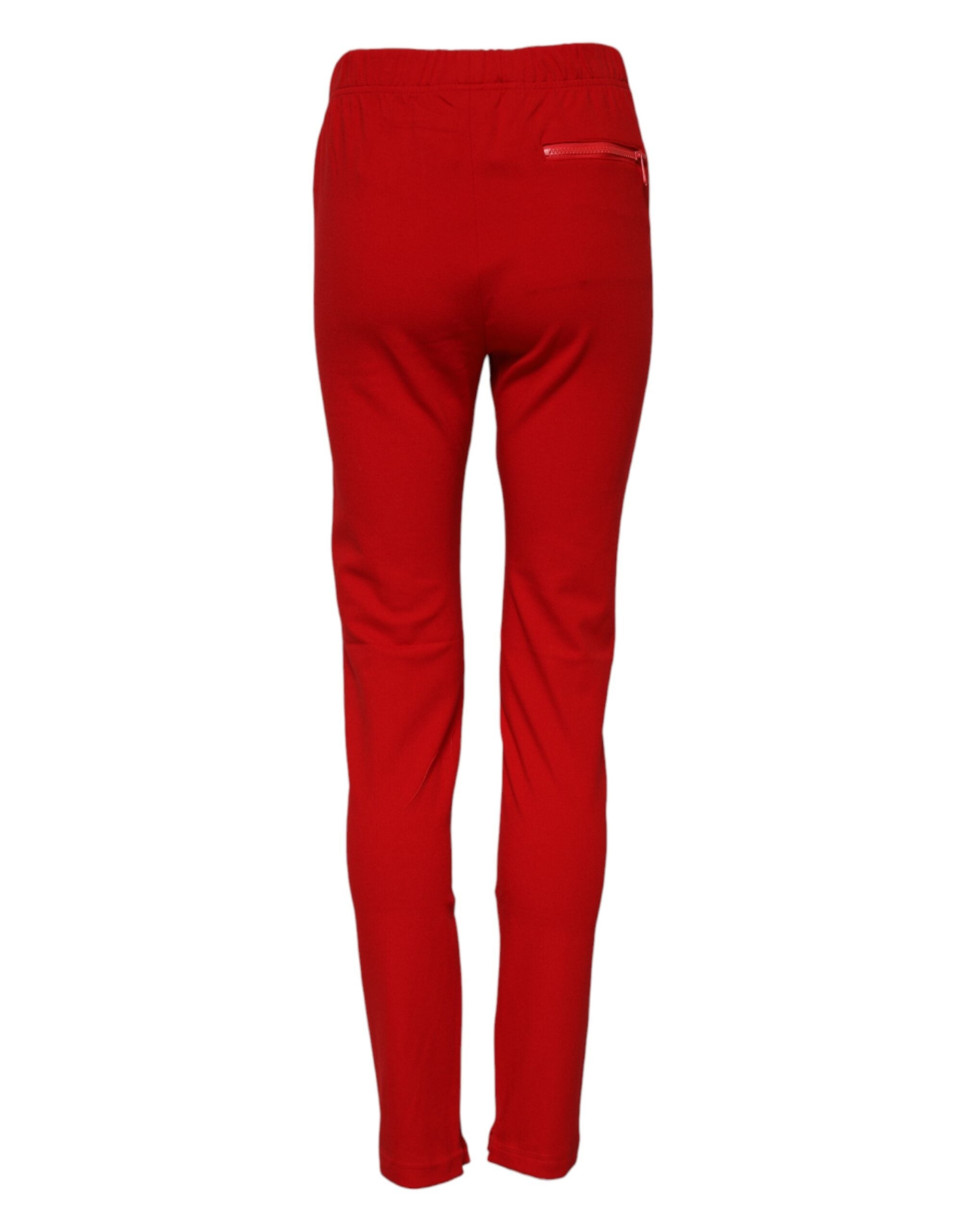 Dolce & Gabbana Red Mid Waist Slim Fit Women's Pants