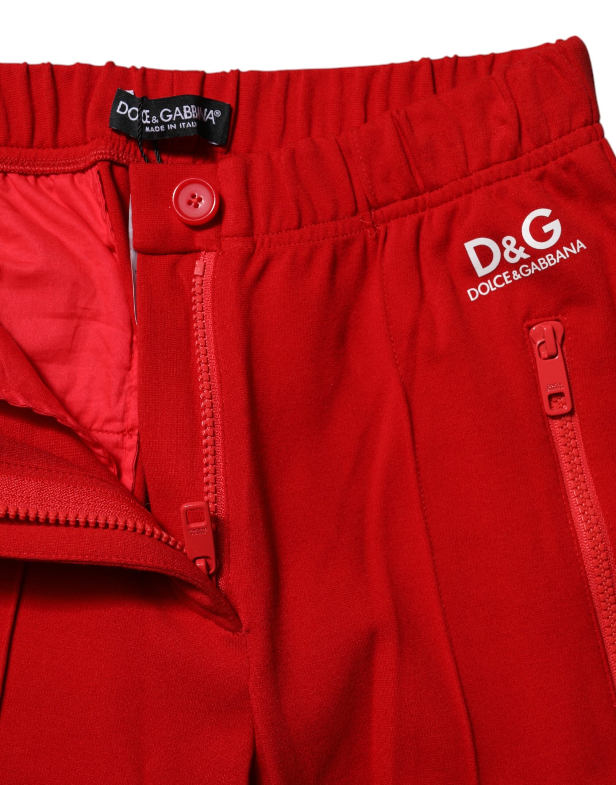 Dolce & Gabbana Red Mid Waist Slim Fit Women's Pants
