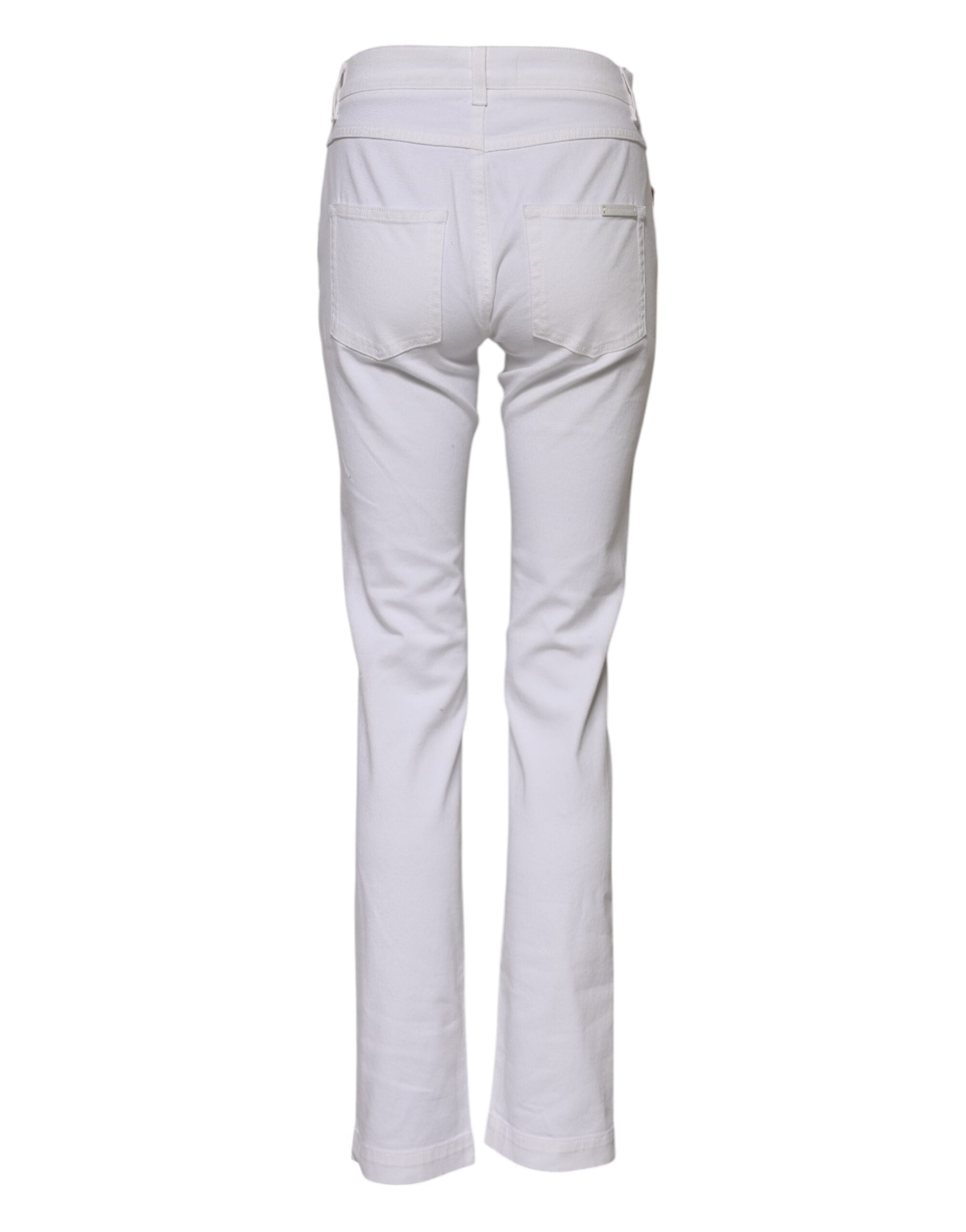 Dolce & Gabbana White Floral Embroidery GIRLY Denim Women's Jeans (Pre-Owned)
