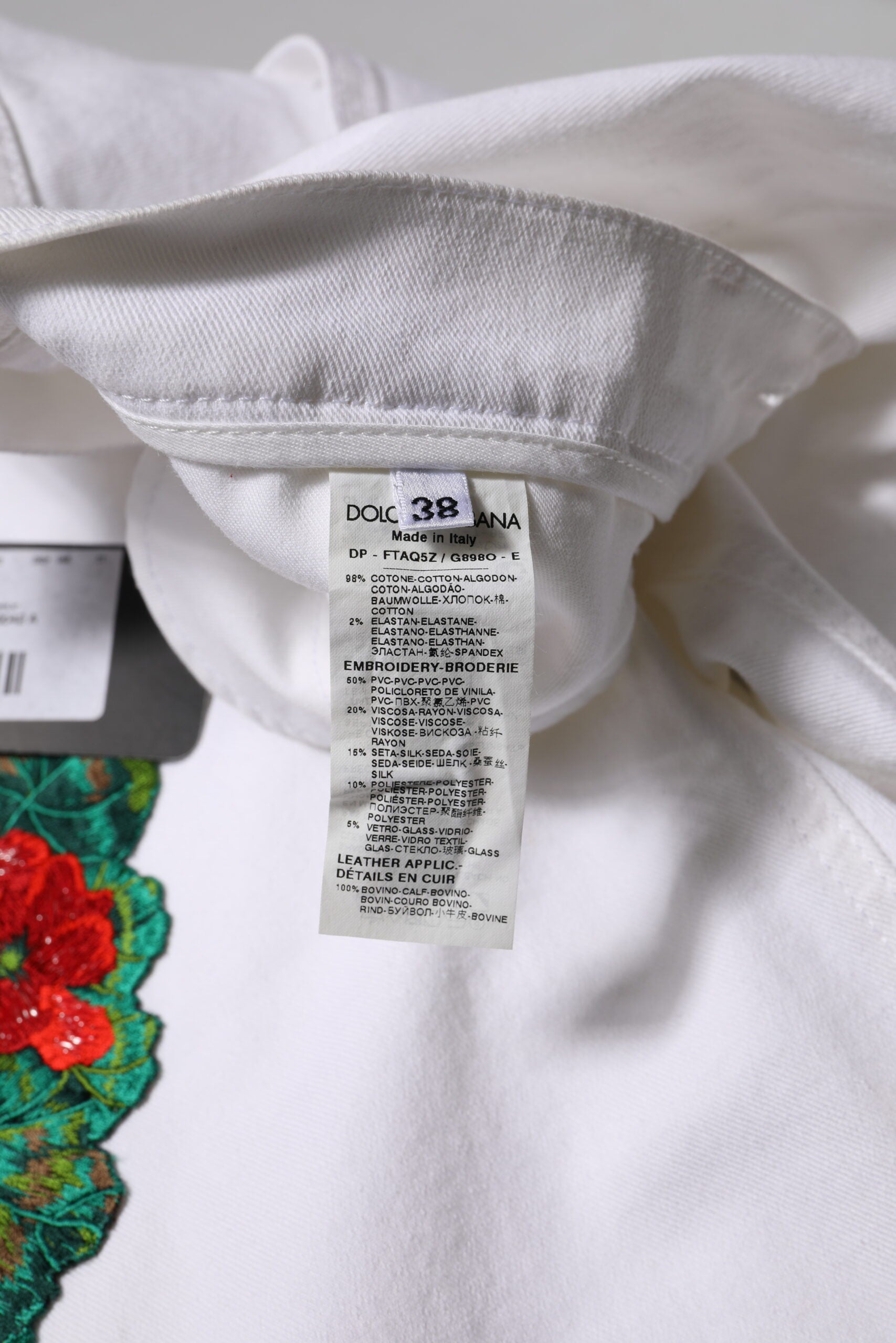 Dolce & Gabbana White Floral Embroidery GIRLY Denim Women's Jeans (Pre-Owned)