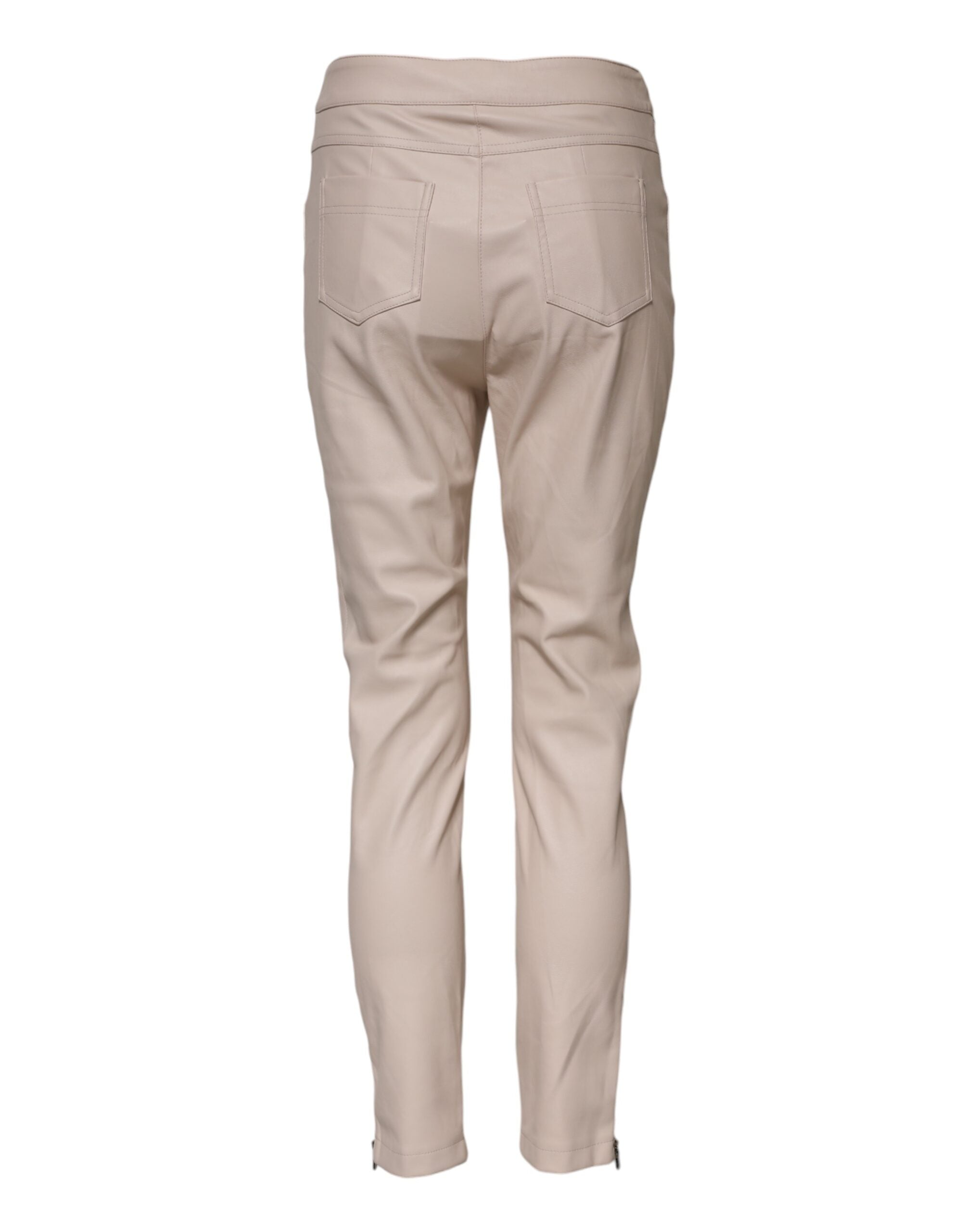 Elisabetta Franchi Beige High Waist Tapered Women's Pants