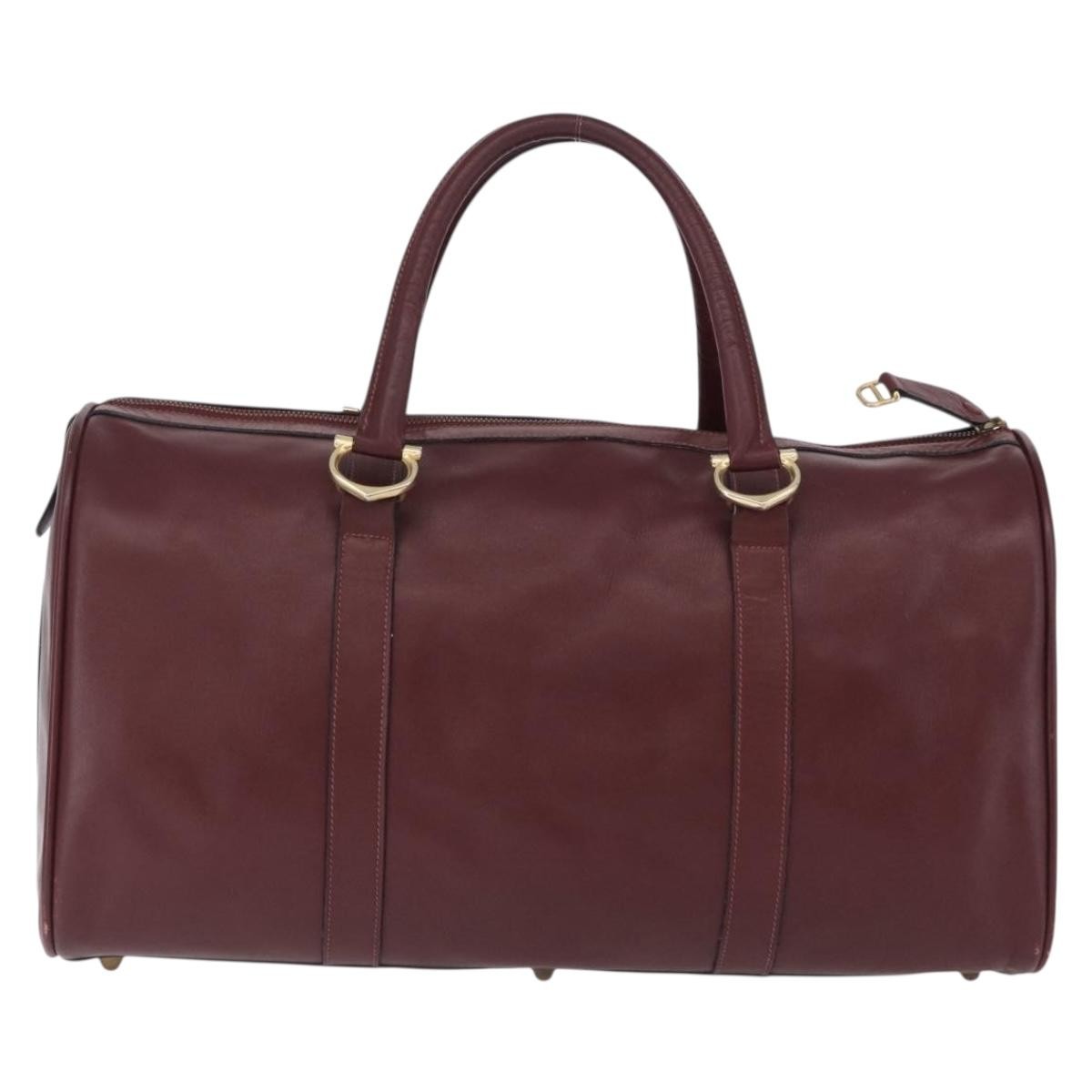 Cartier Must De Cartier Boston Leather Burgundy Leather Travel Bag Bag (Pre-Owned)