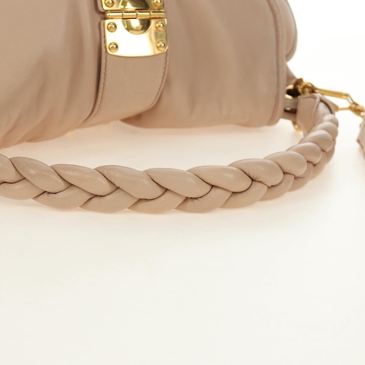 Miu Miu Madras Convertible Lock Tote Leather Pink_Gold Leather Handbag (Pre-Owned)