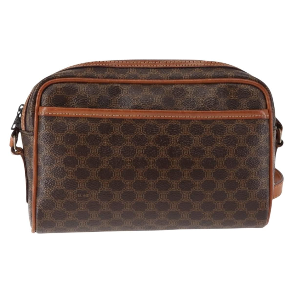 Celine Macadam Shoulder Pvc Leather Brown Canvas Bag (Pre-Owned)