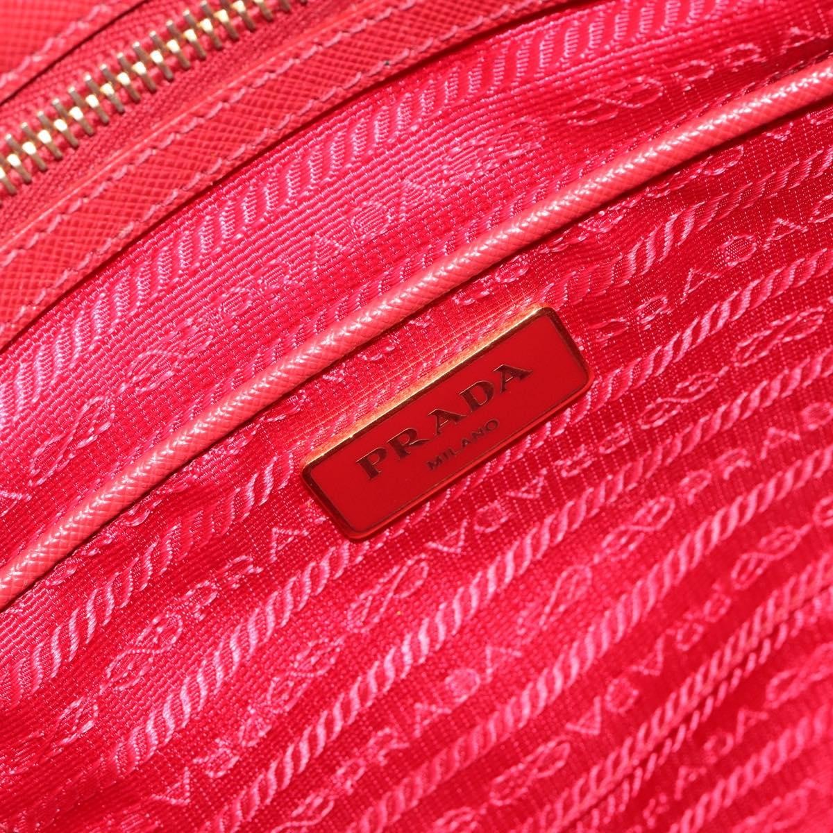 Prada Double Zip Lux Tote Saffiano Leather Red Leather Handbag (Pre-Owned)