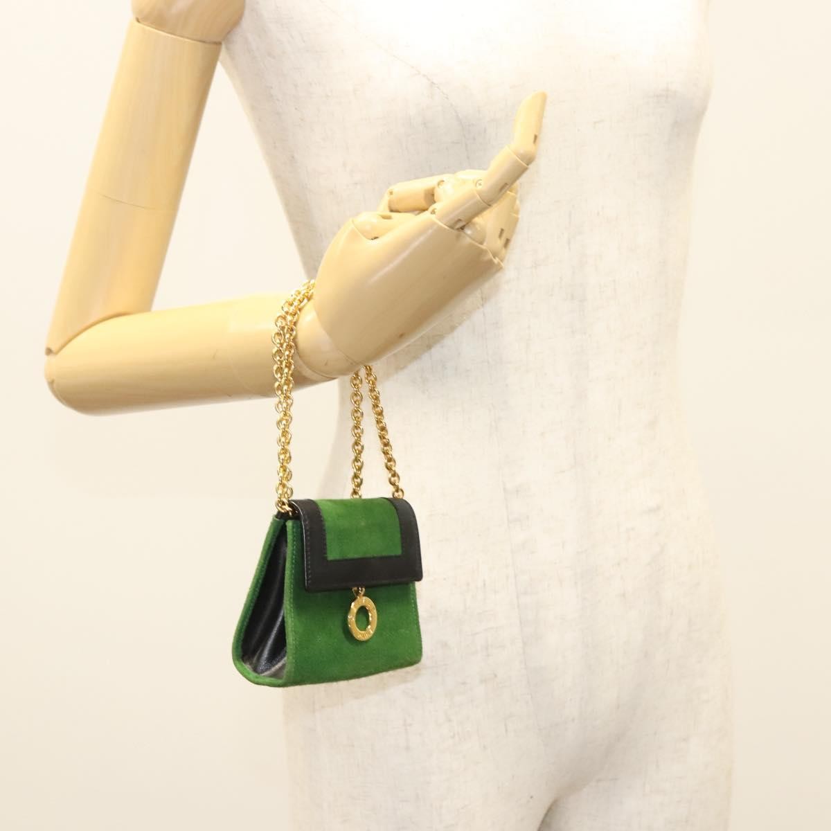 Celine Circle Logo Suede Green Suede Clutche & Pouche Bag (Pre-Owned)