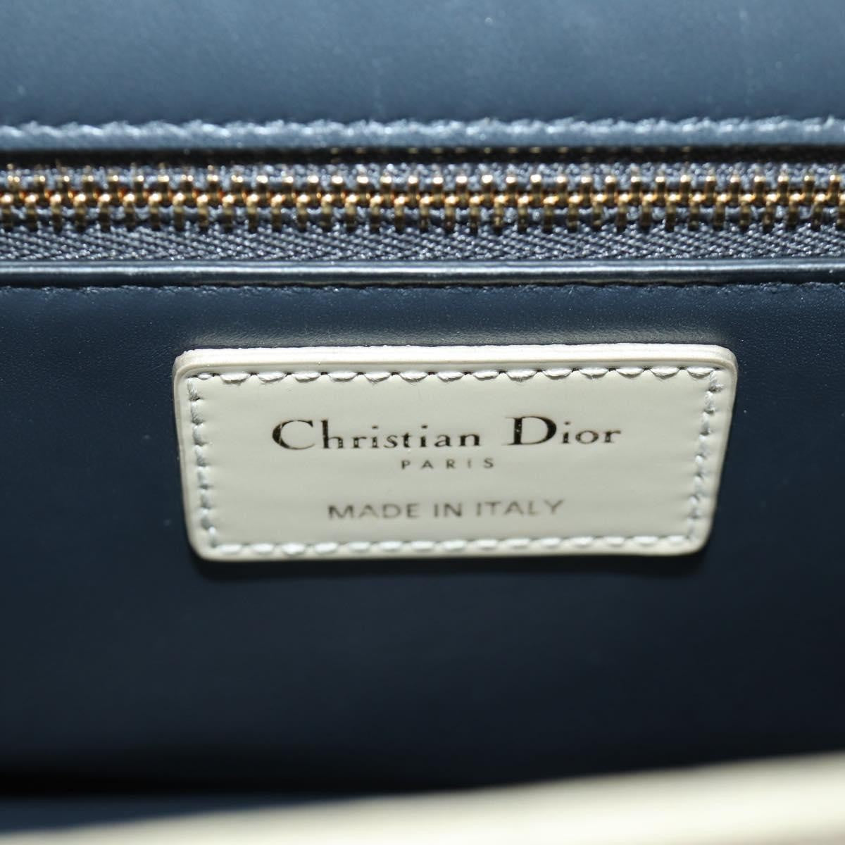 Christian Dior 30 Montaigne Chain Flap Micro Cannage Metallic Calfskin Beige Patent_Leather Shoulder Bag Bag (Pre-Owned)