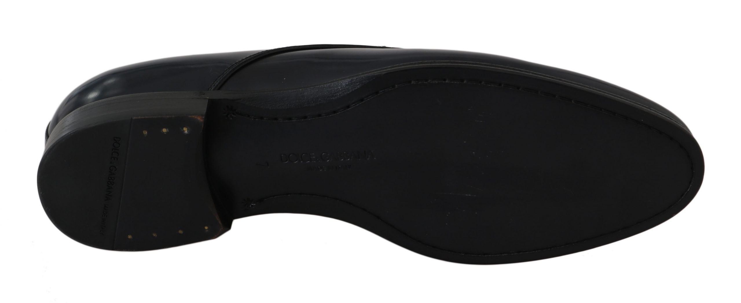 Dolce & Gabbana Blue Leather Dress Derby Formal Mens Men's Shoes