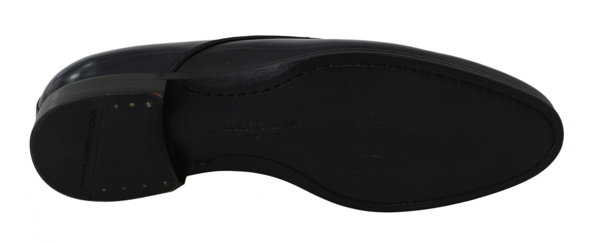 Dolce & Gabbana Blue Leather Dress Derby Formal Mens Men's Shoes
